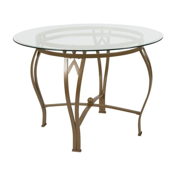Flash Furniture Syracuse Round Glass Dining Table with Bowed Out Metal Frame
