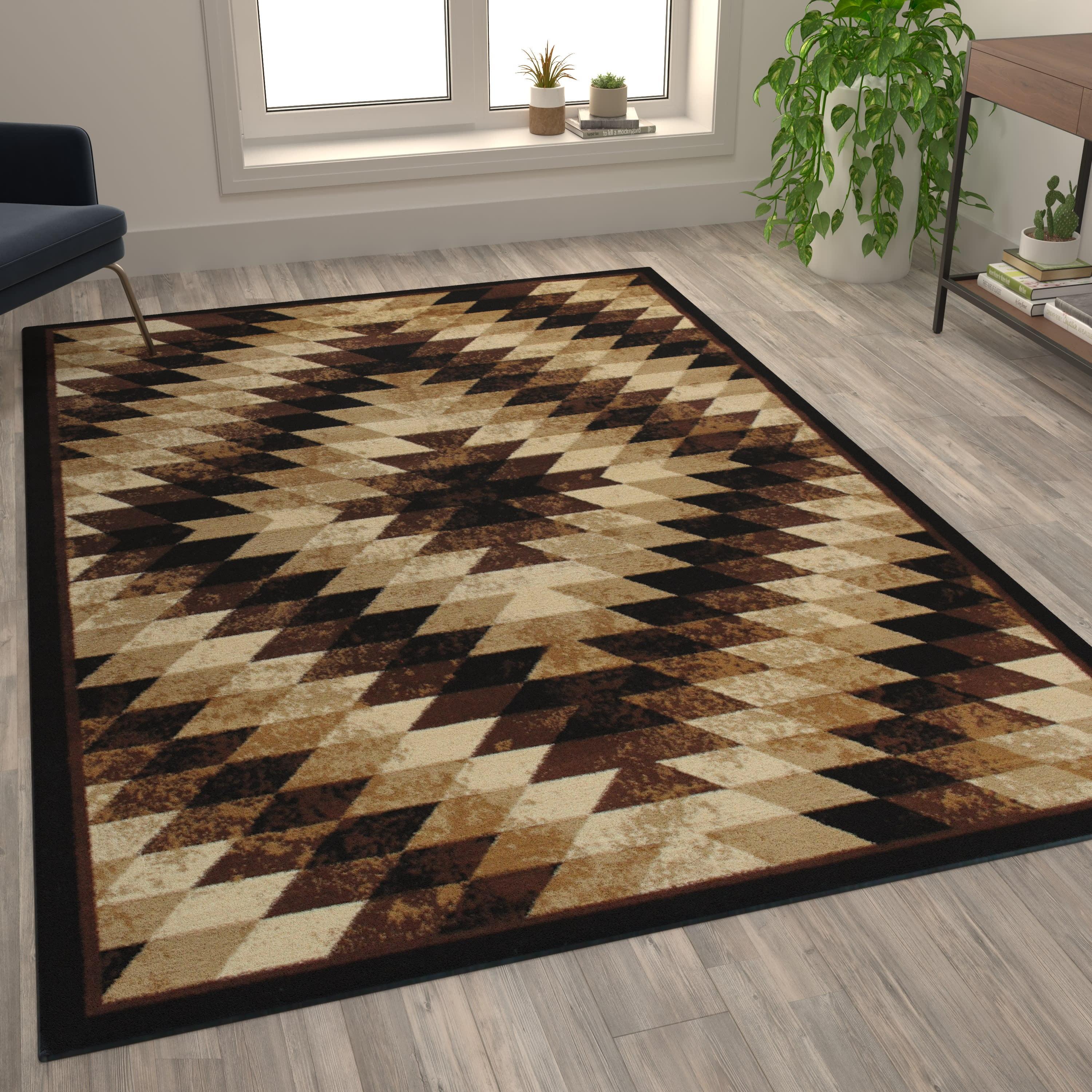 Southwestern Style Reversible 6' x 9' Brown Synthetic Area Rug