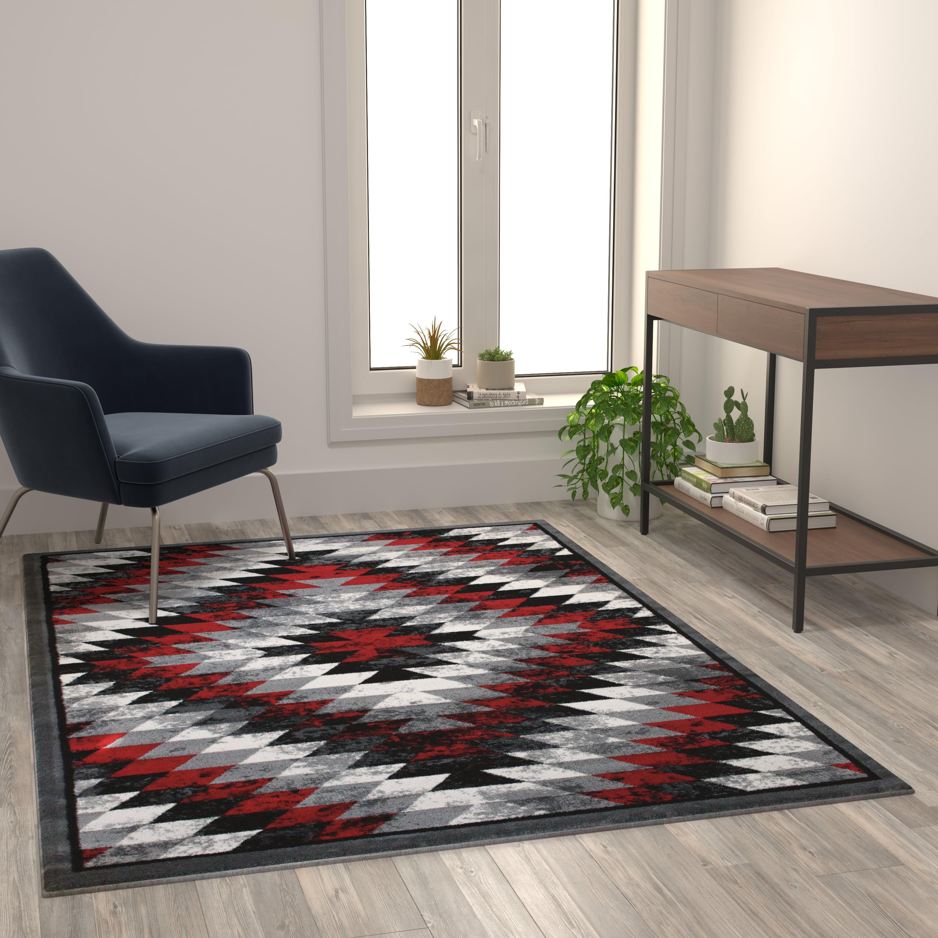 Teagan Red and Gray Southwestern 5' x 7' Area Rug