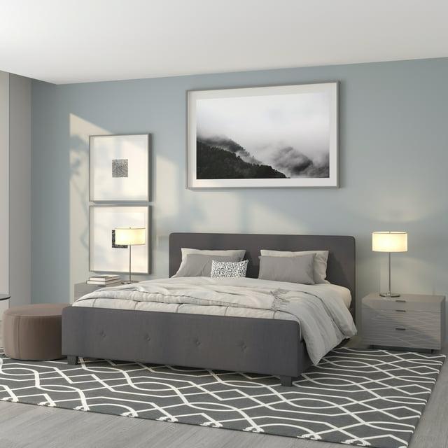 Flash Furniture Platform Bed,Tribeca,King,Dark Gray HG-32-GG
