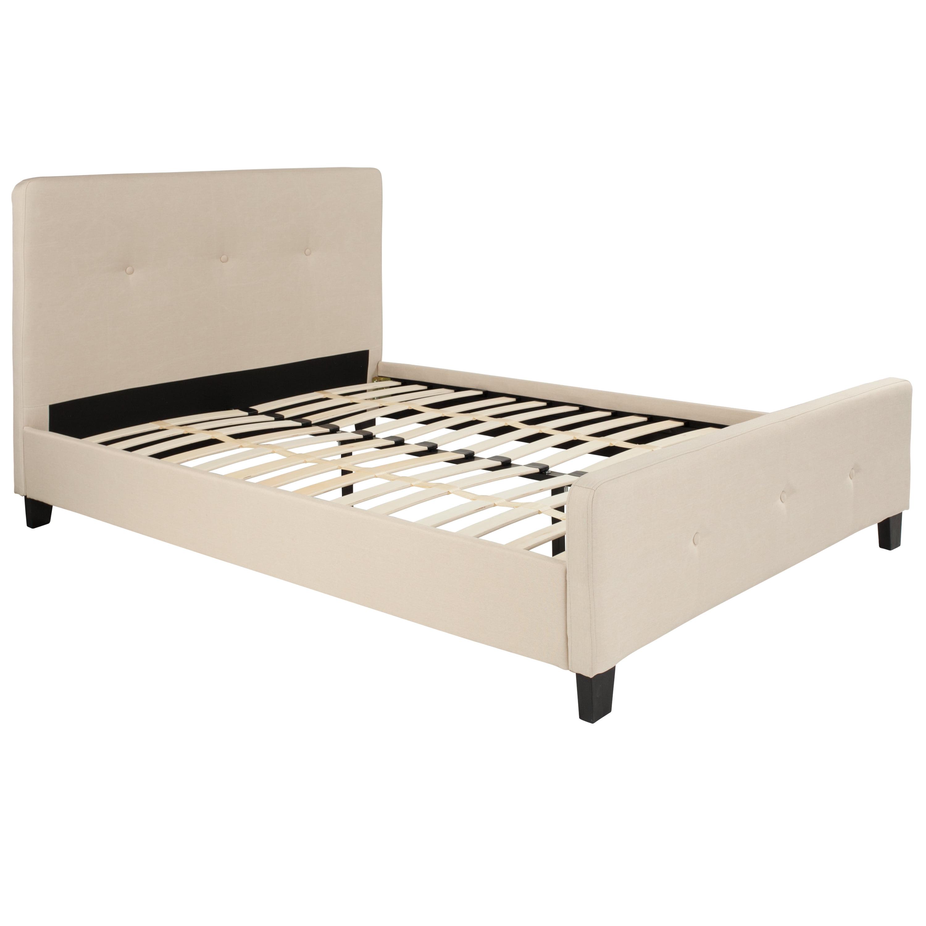 Flash Furniture Tribeca Full Size Tufted Upholstered Platform Bed in Beige Fabric