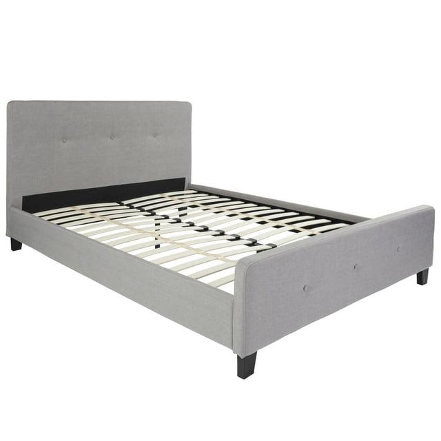 Flash Furniture Tribeca Queen Size Tufted Upholstered Platform Bed in Light Gray Fabric