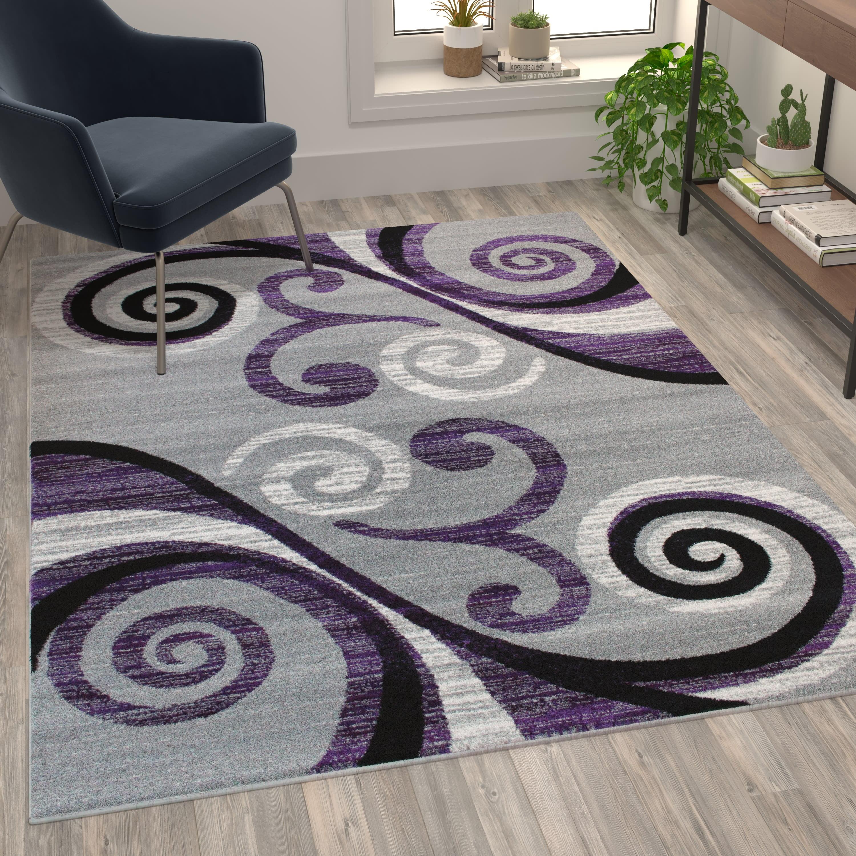 Valli 5' x 7' Purple Reversible Synthetic Area Rug