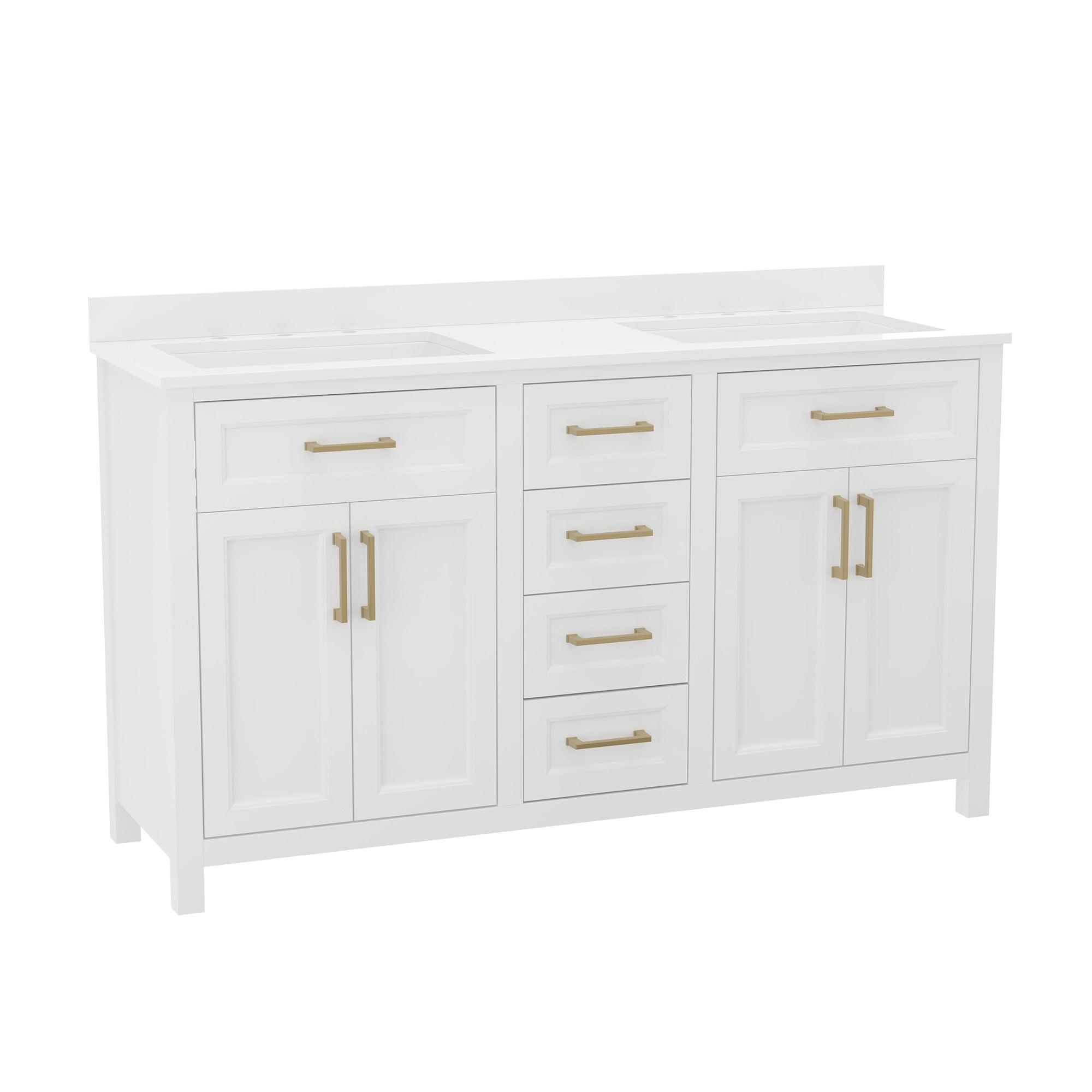 Flash Furniture Bathroom Vanity With 2 Sinks, 2 Storage Cabinets, And 6 Drawers & Reviews | Wayfair