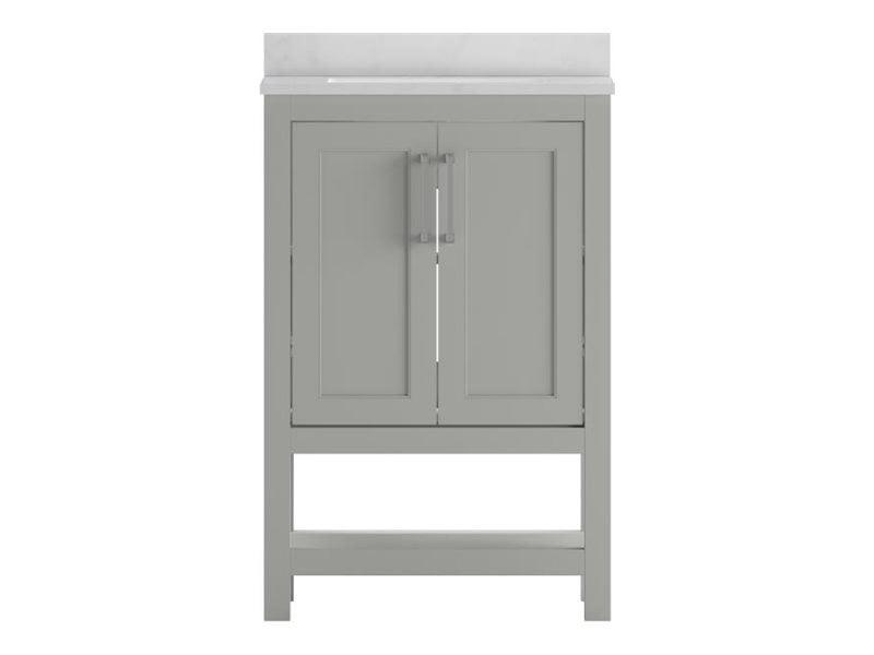 Flash Furniture Vega Bathroom Vanity with Sink Combo, Storage Cabinet with Soft Close Doors and Open Shelf, Carrara Marble Finish Countertop