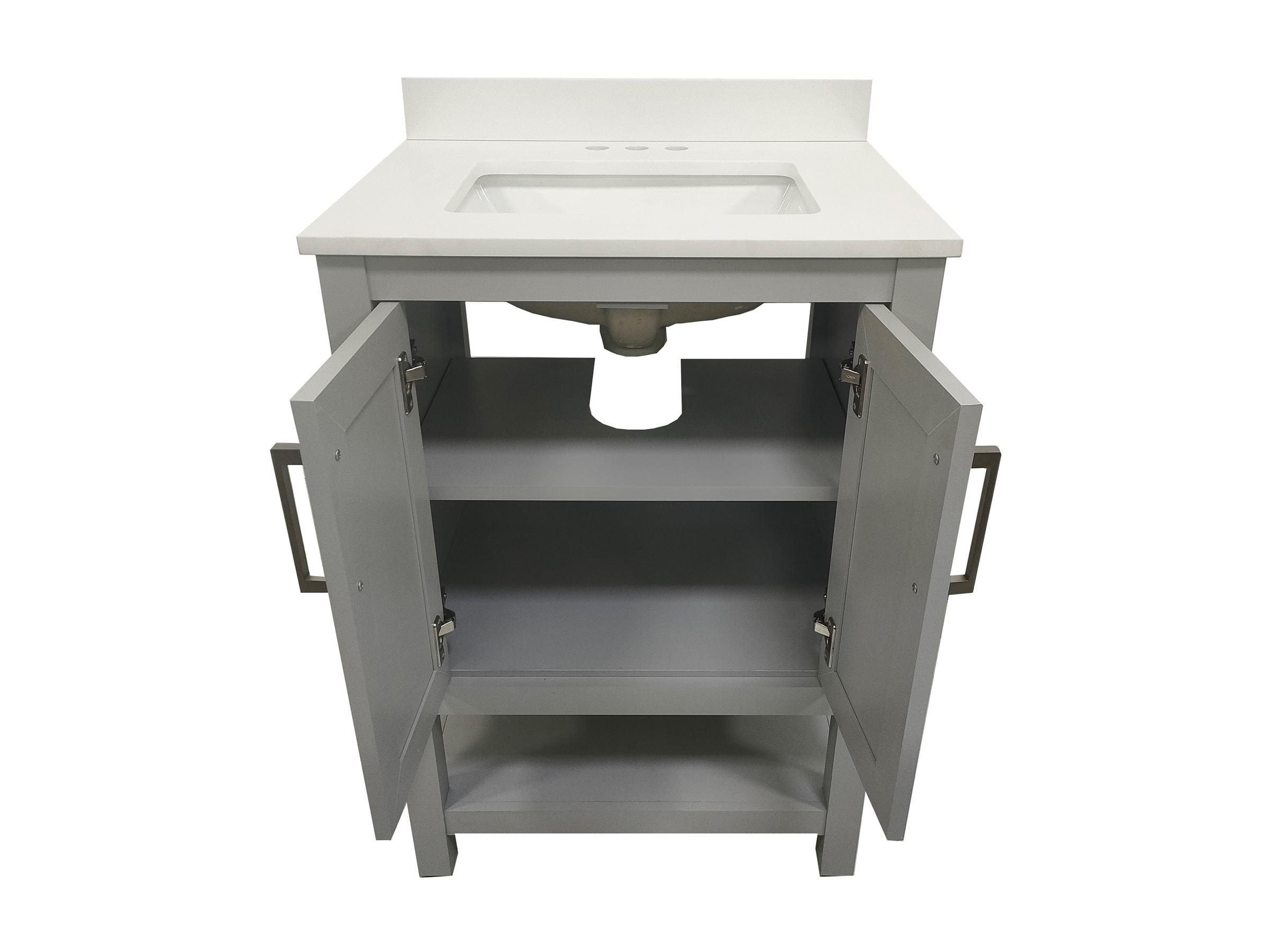 Flash Furniture 24 Inch Bathroom Vanity with Undermount Sink and Open Storage Shelf in Gray