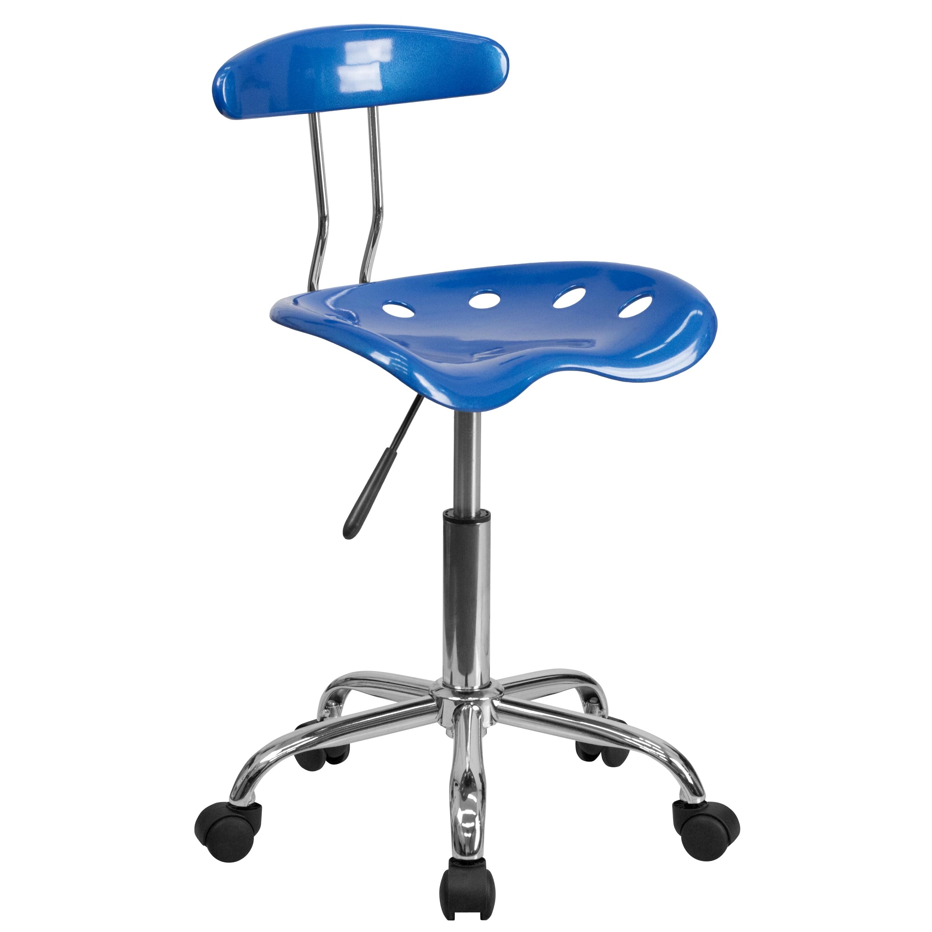 Elliott Vibrant Bright Blue Chrome Swivel Task Chair with Tractor Seat
