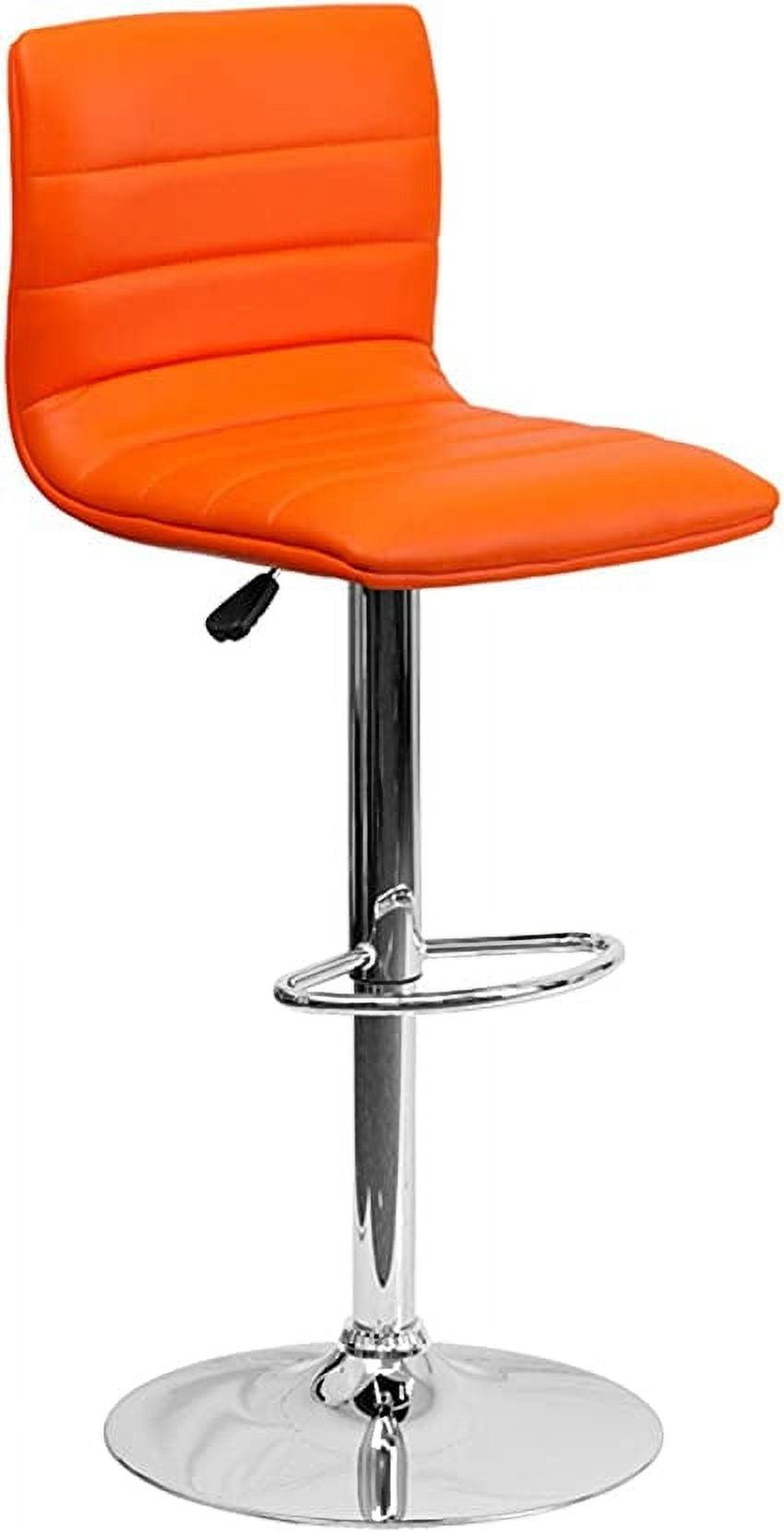 Flash Furniture Modern Orange Vinyl Adjustable Bar Stool with Back, Counter Height Swivel Stool with Chrome Pedestal Base