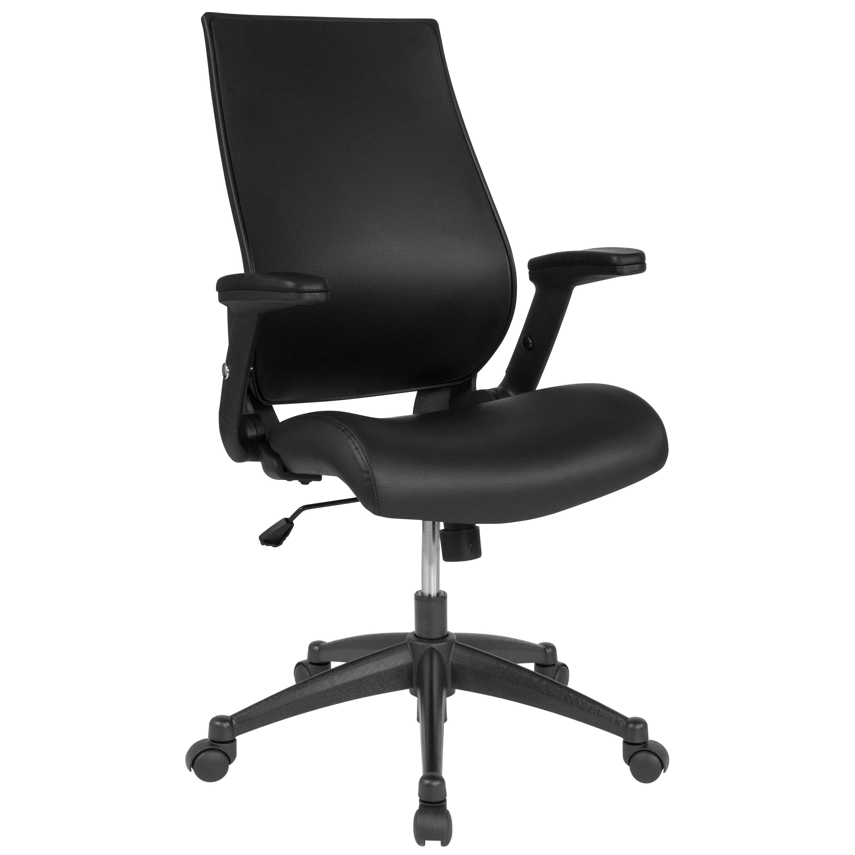 High Back Black Leather Executive Swivel Office Chair with Adjustable Arms