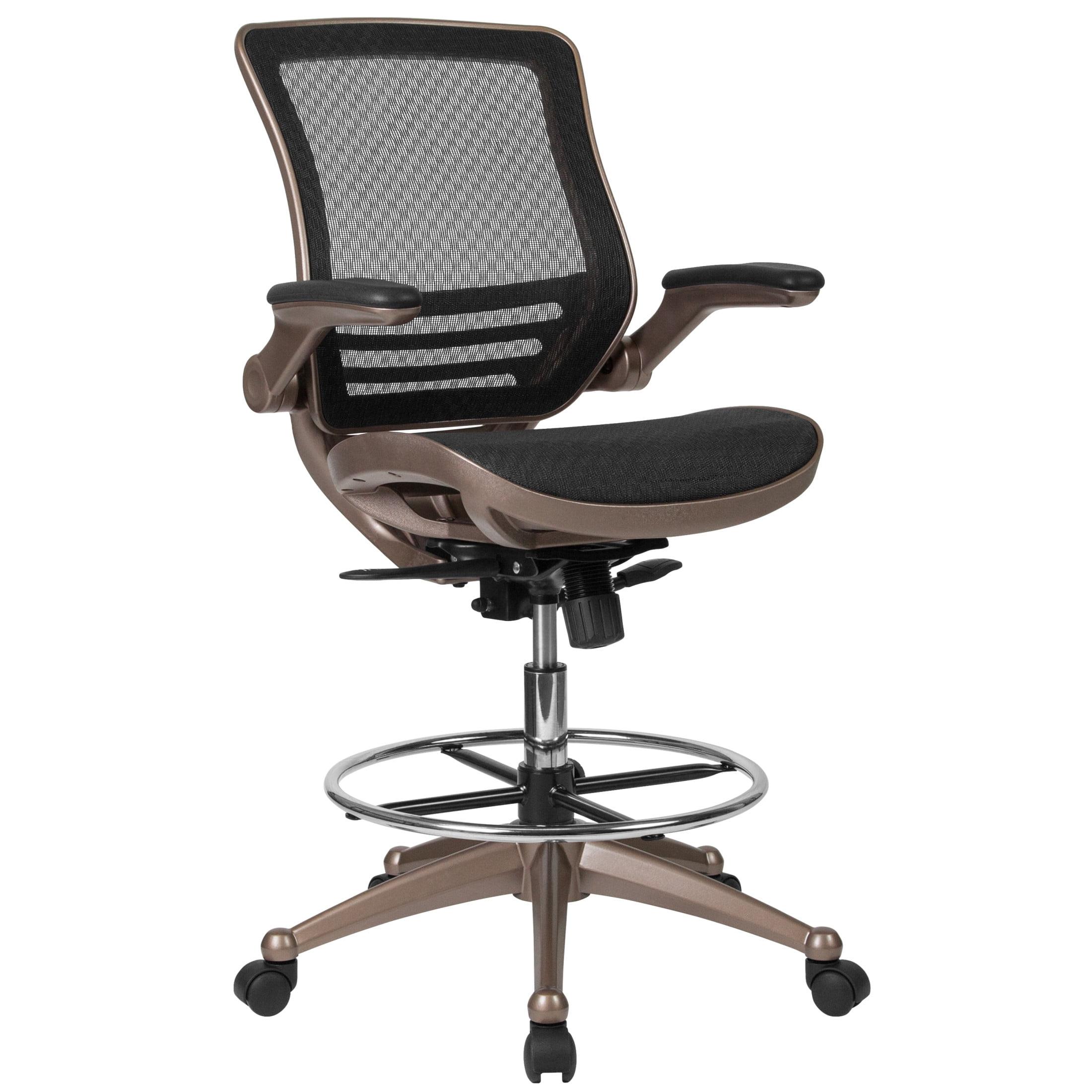 Flash Furniture Mignone Mid-Back Transparent Mesh Office Chair with Flip-Up Arms