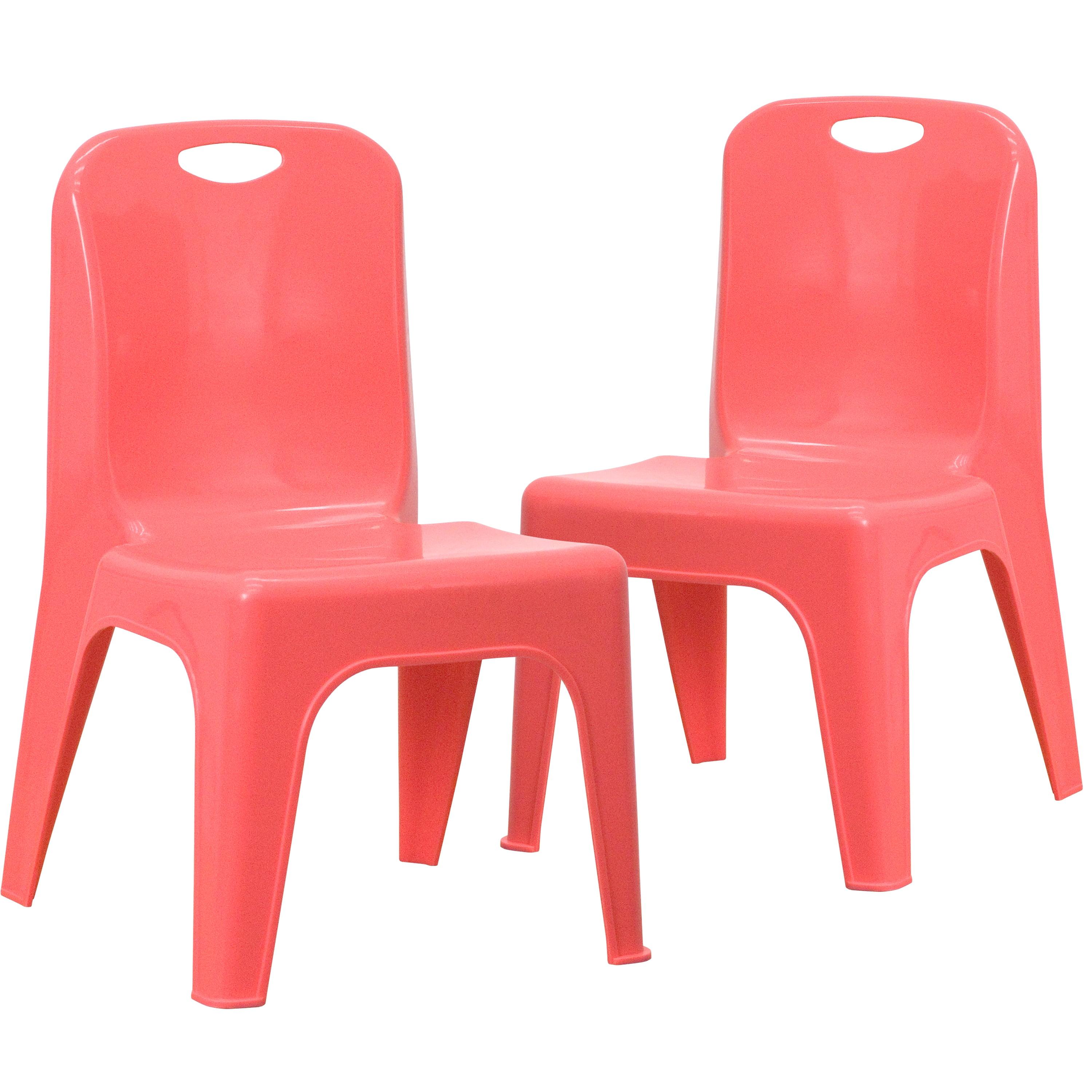 Red Plastic Stackable Preschool Chairs with Handle, Set of 2