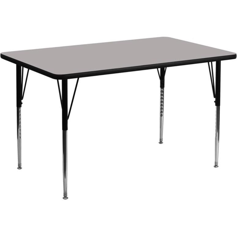 Gray Rectangular Laminate Activity Table with Adjustable Legs