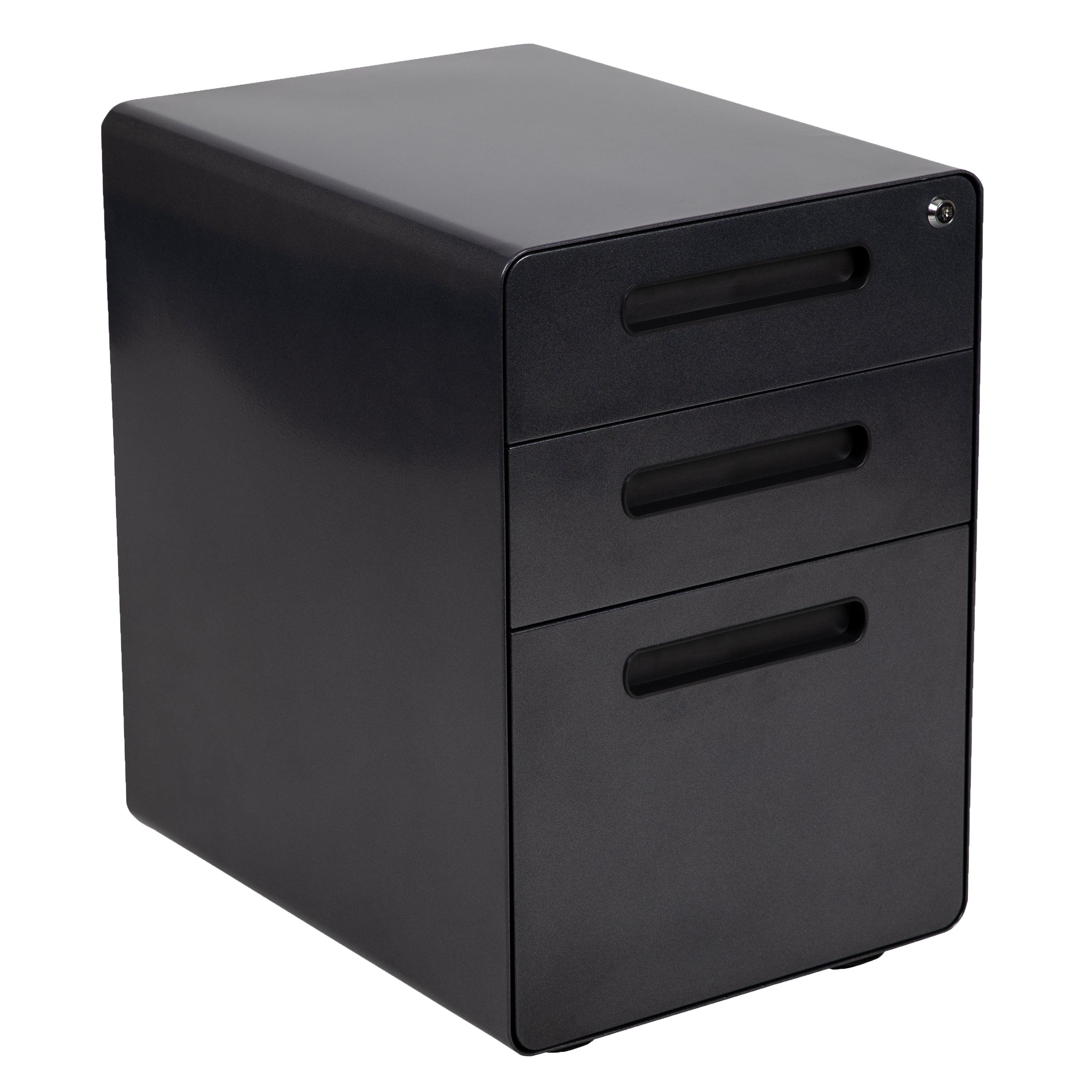 Flash Furniture Ergonomic 3-Drawer Mobile Locking Filing Cabinet with Anti-Tilt Mechanism and Hanging Drawer for Legal & Letter Files