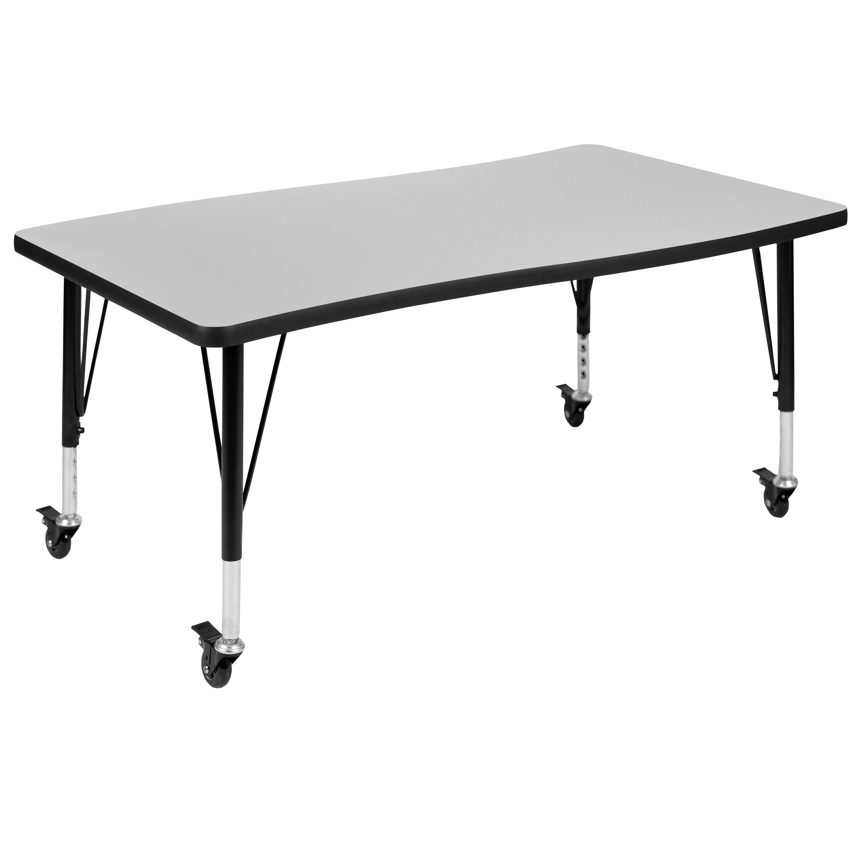 Goddard 28"W x 47.5"L Rectangular Wave Collaborative Grey Adjustable Height Activity Table