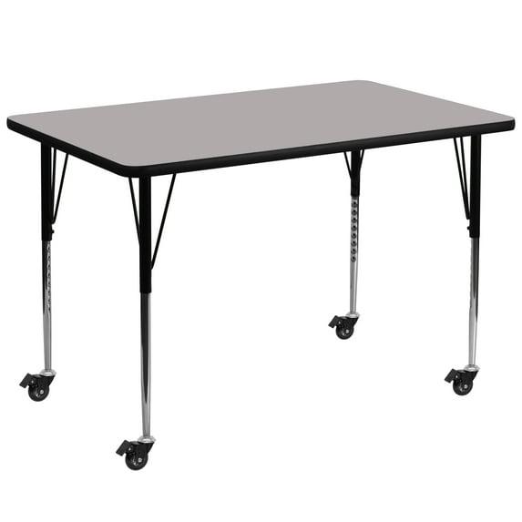 Flash Furniture Goddard Mobile 24''W x 48''L Rectangular HP Laminate Activity Table - Adjustable Legs