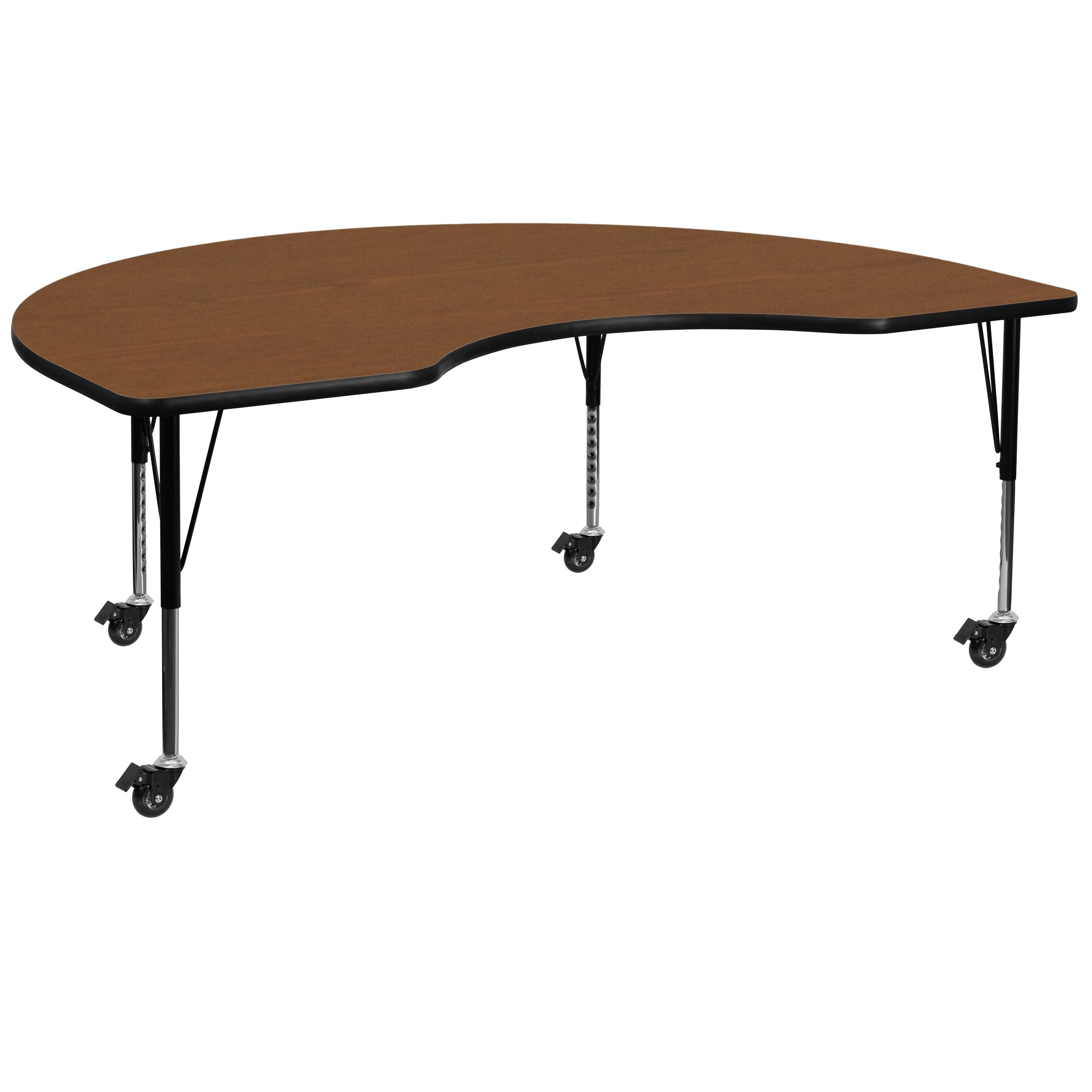 Goddard 48''W x 72''L Kidney HP Laminate Activity Table - Adjustable Legs