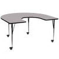 Gray U-Shaped Laminate Activity Table with Adjustable Legs