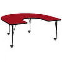 Flash Furniture Wren Mobile 60''W x 66''L Horseshoe Red Thermal Laminate Activity Table - Height Adjustable Short Legs