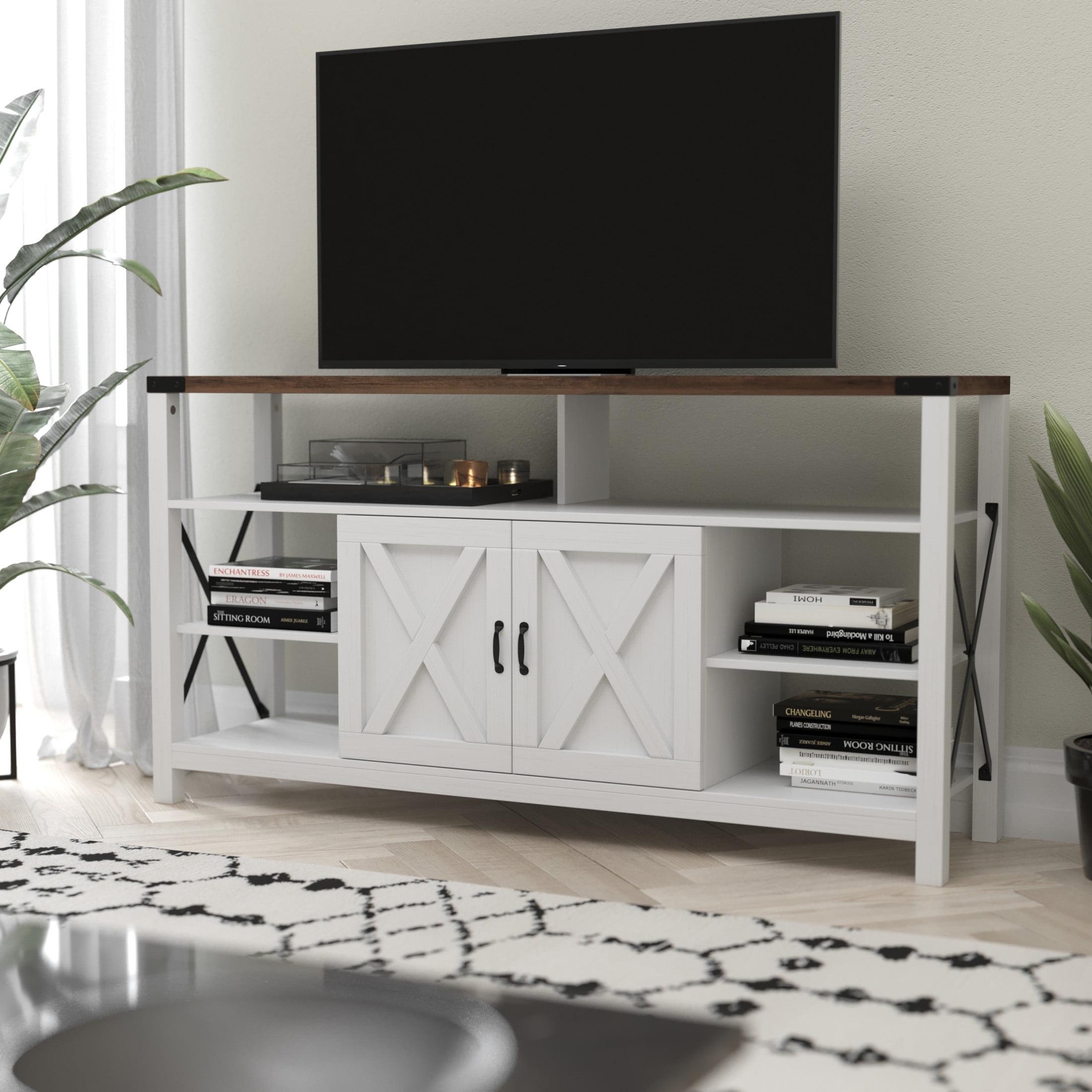 Flash Furniture Wyatt 60" Modern Farmhouse Tall TV Console Cabinet with Storage Cabinets and Shelves for TV's up to 60"