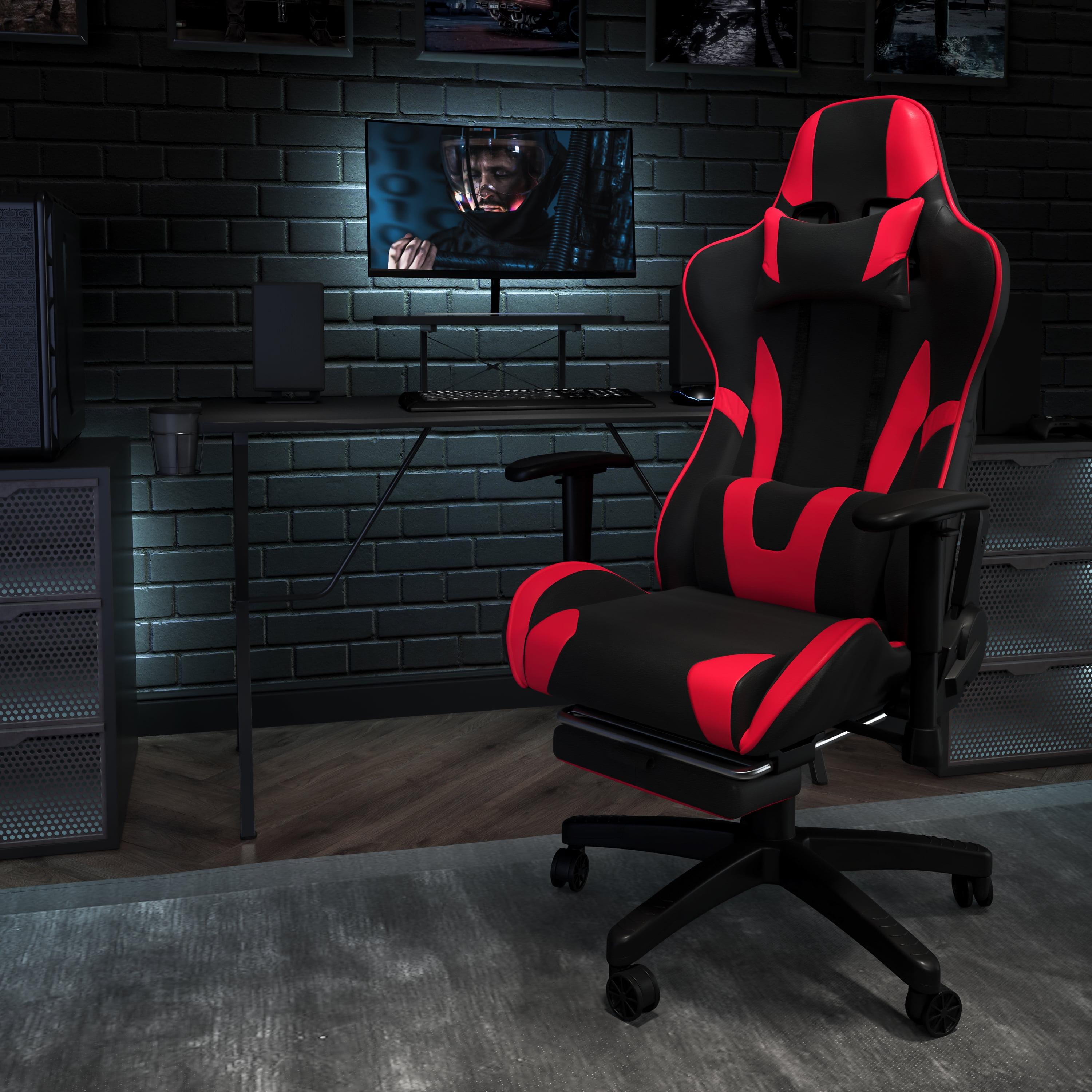 X30 Ergonomic Red Leather Gaming Chair with Reclining Back and Footrest