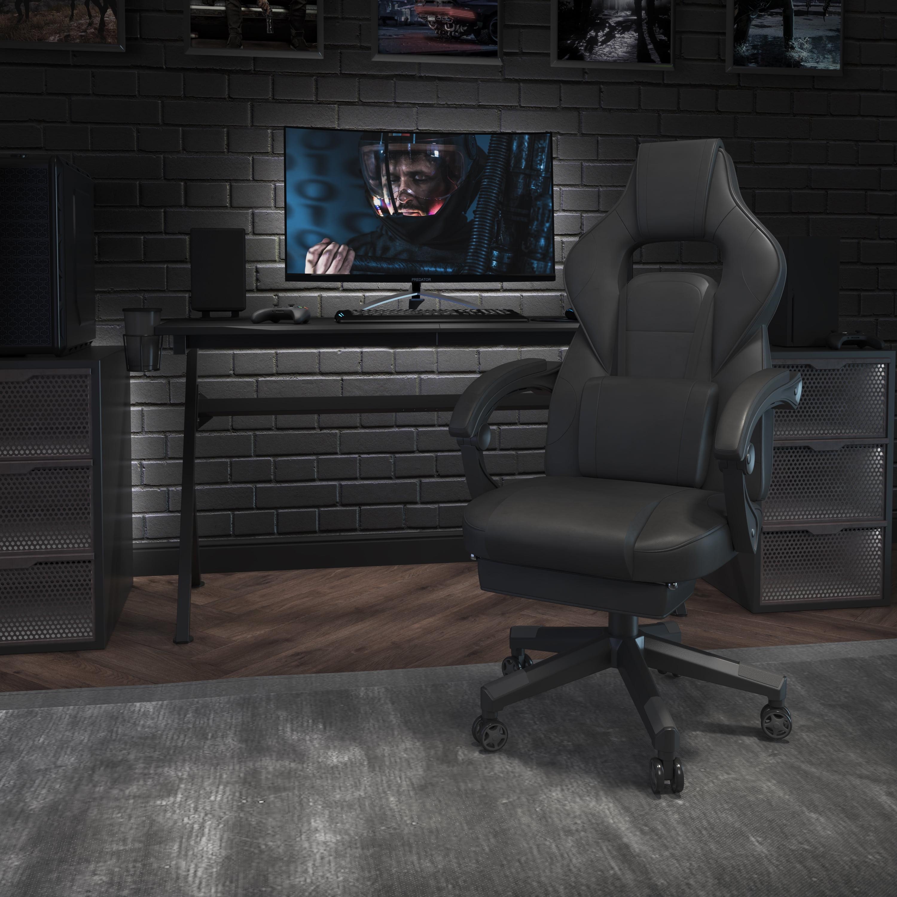 Flash Furniture X40 Gaming Chair Racing Ergonomic Computer Chair with Fully Reclining Back/Arms, Slide-Out Footrest, Massaging Lumbar