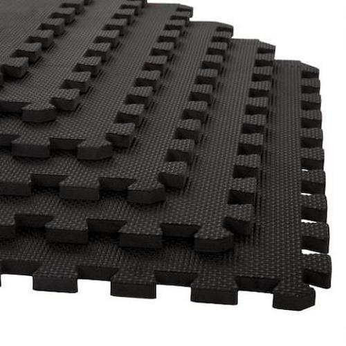 Fleming Supply Interlocking Foam Floor Tiles - 24" x 24", Black, Pack of 6