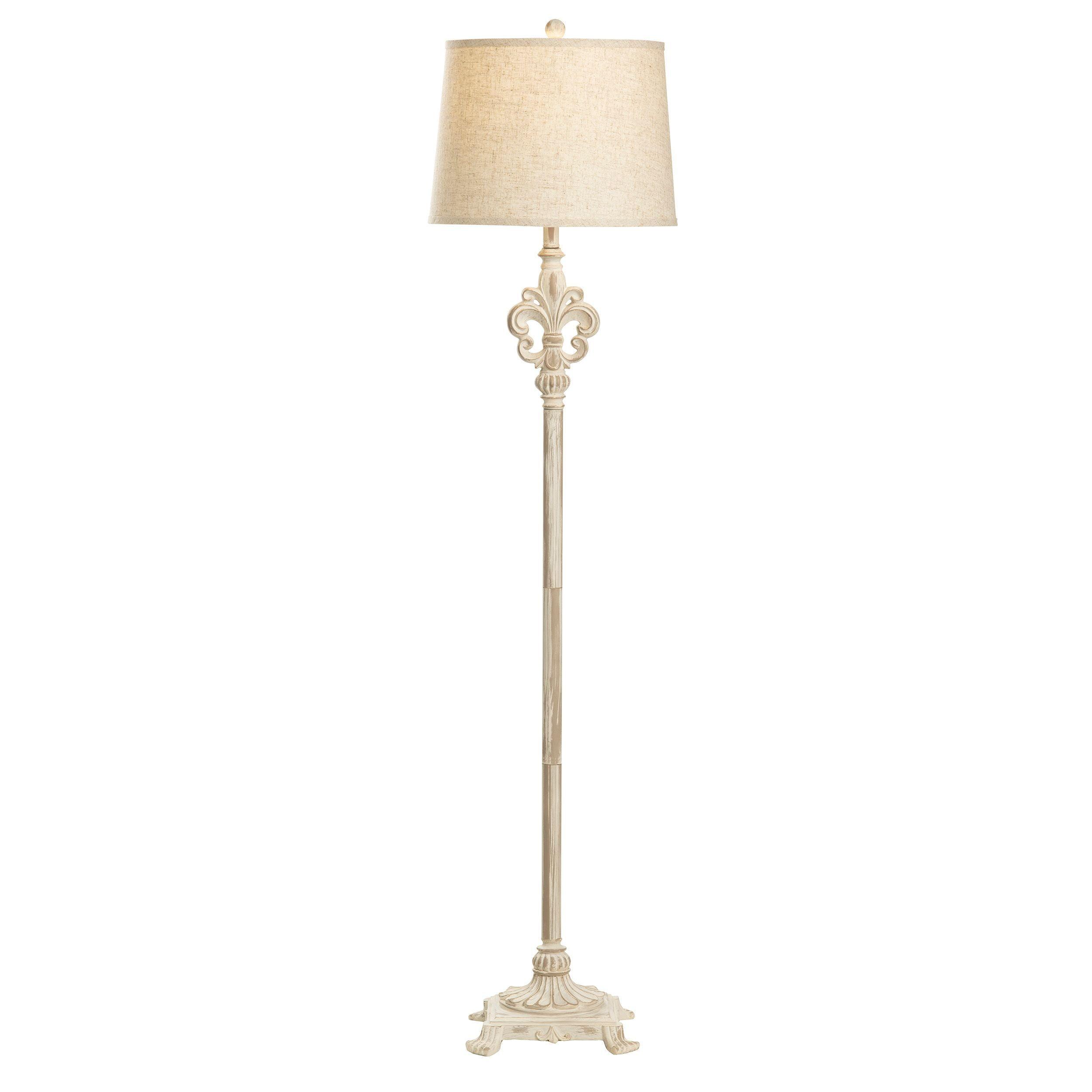 Chandler 62.5" White Polyresin Floor Lamp with Linen Shade