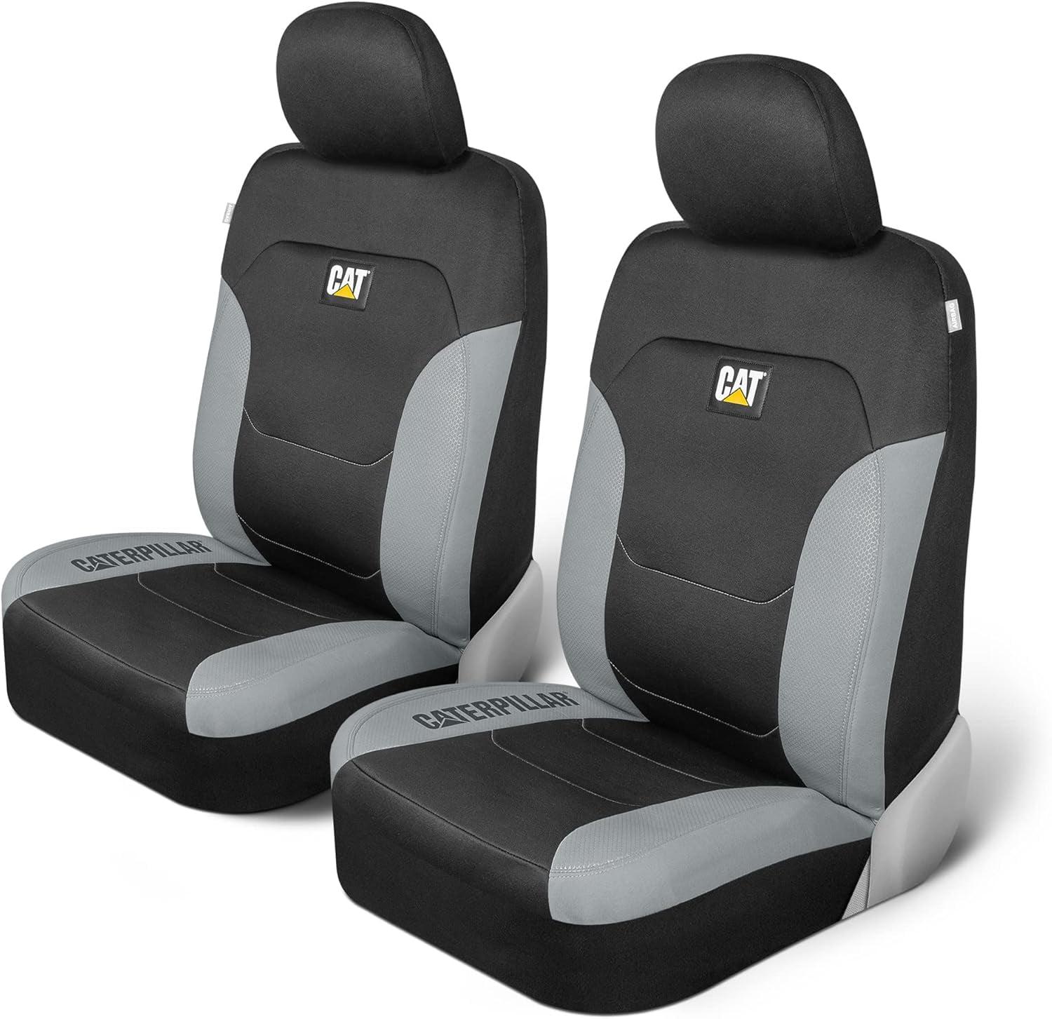 Universal Fit Black and Gray Poly-Cotton Automotive Seat Covers
