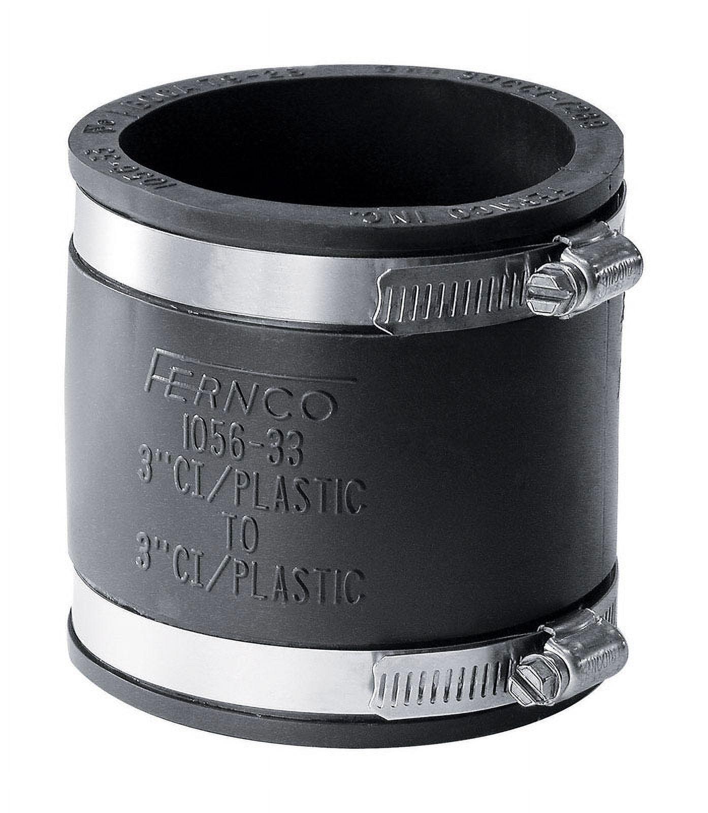 Fernco 3-Inch Black PVC Flexible Coupling with Stainless Steel Clamps