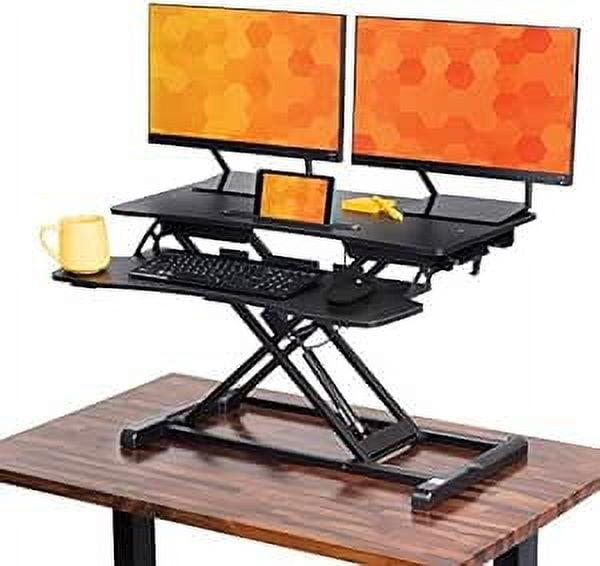 FlexPro Hero Standing Desk Converter - 32” Sit to Stand Desk with Keyboard Tray – Stand Steady