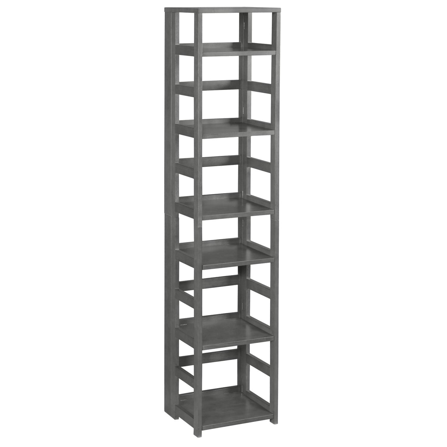 Flip Flop 67" Grey Hand-Rubbed Hardwood Folding Bookcase