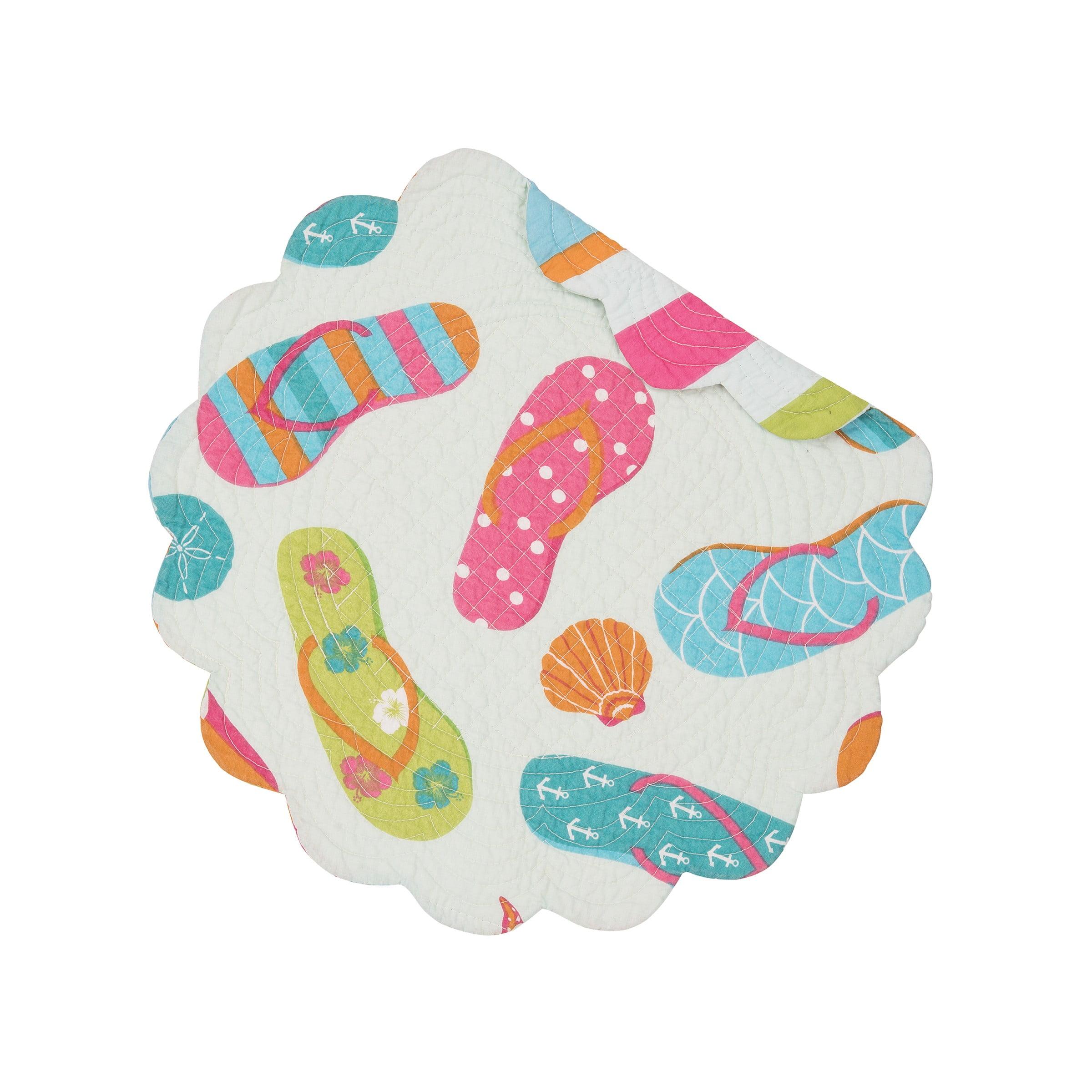 Flip Flop Life Round Cotton Beach Placemat