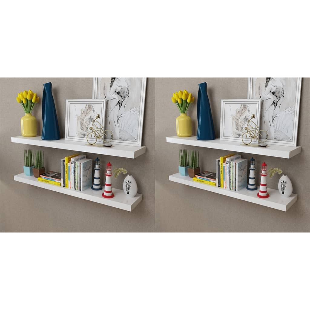 White MDF Floating Wall Display Shelves, 39.4" Set of 4