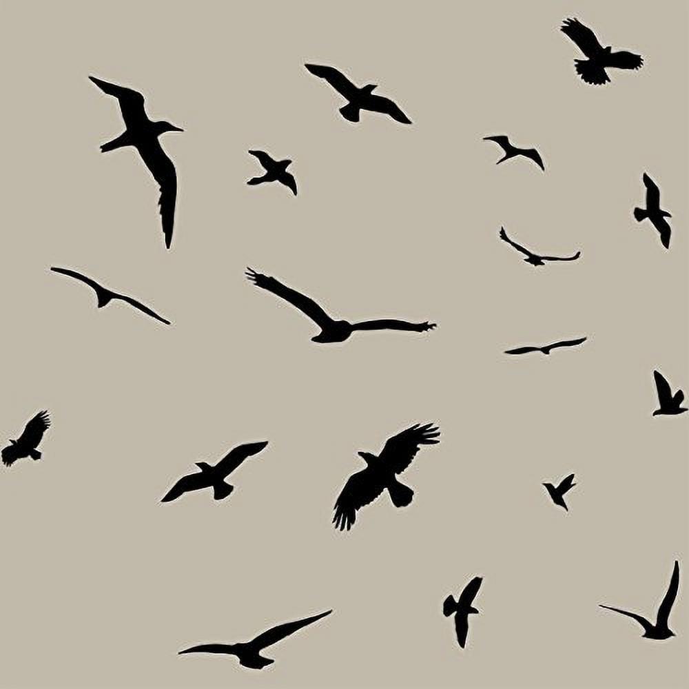 Assorted Black Vinyl Bird Wall Decals Set