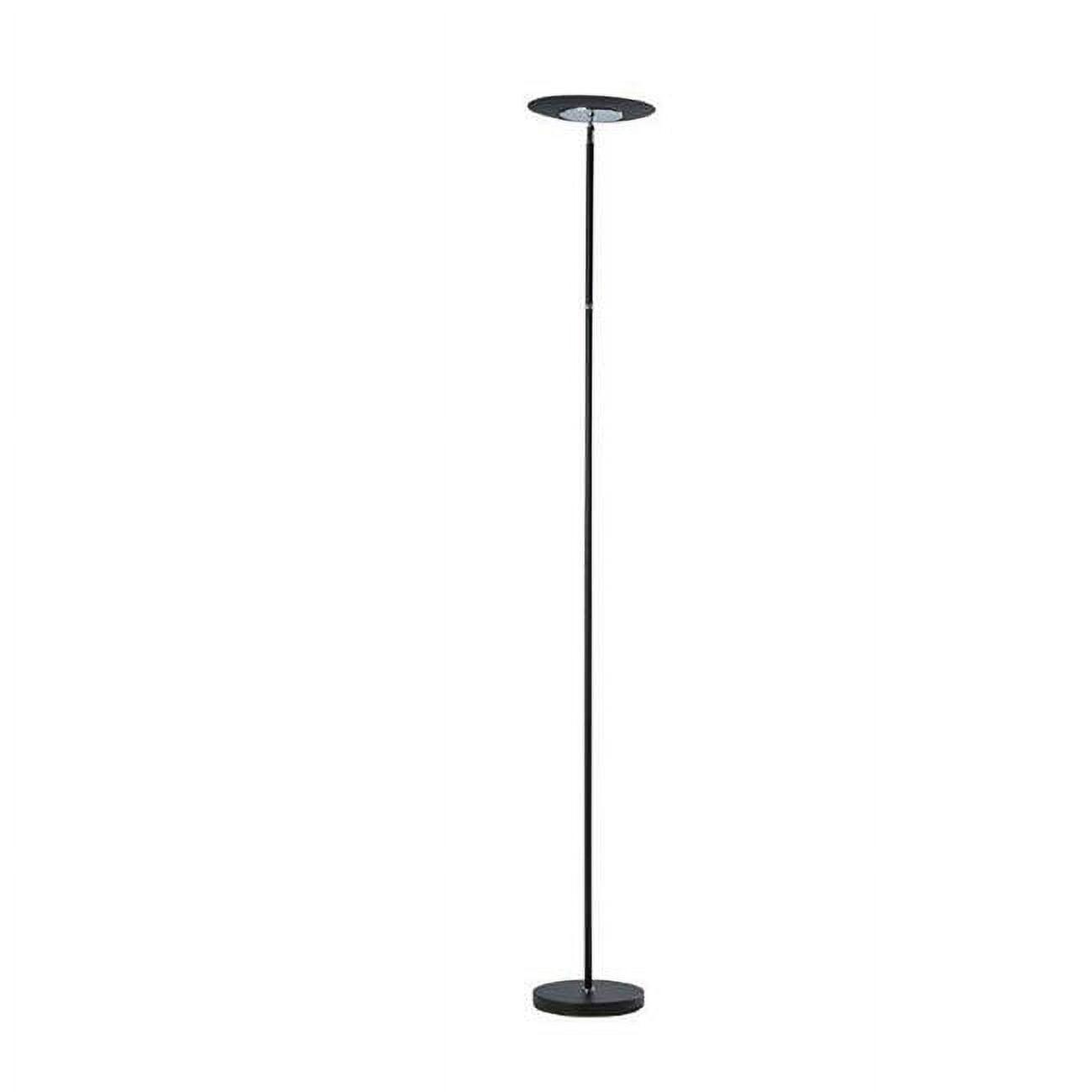 Sleek Black Adjustable Torchiere Floor Lamp with Dimmable LED