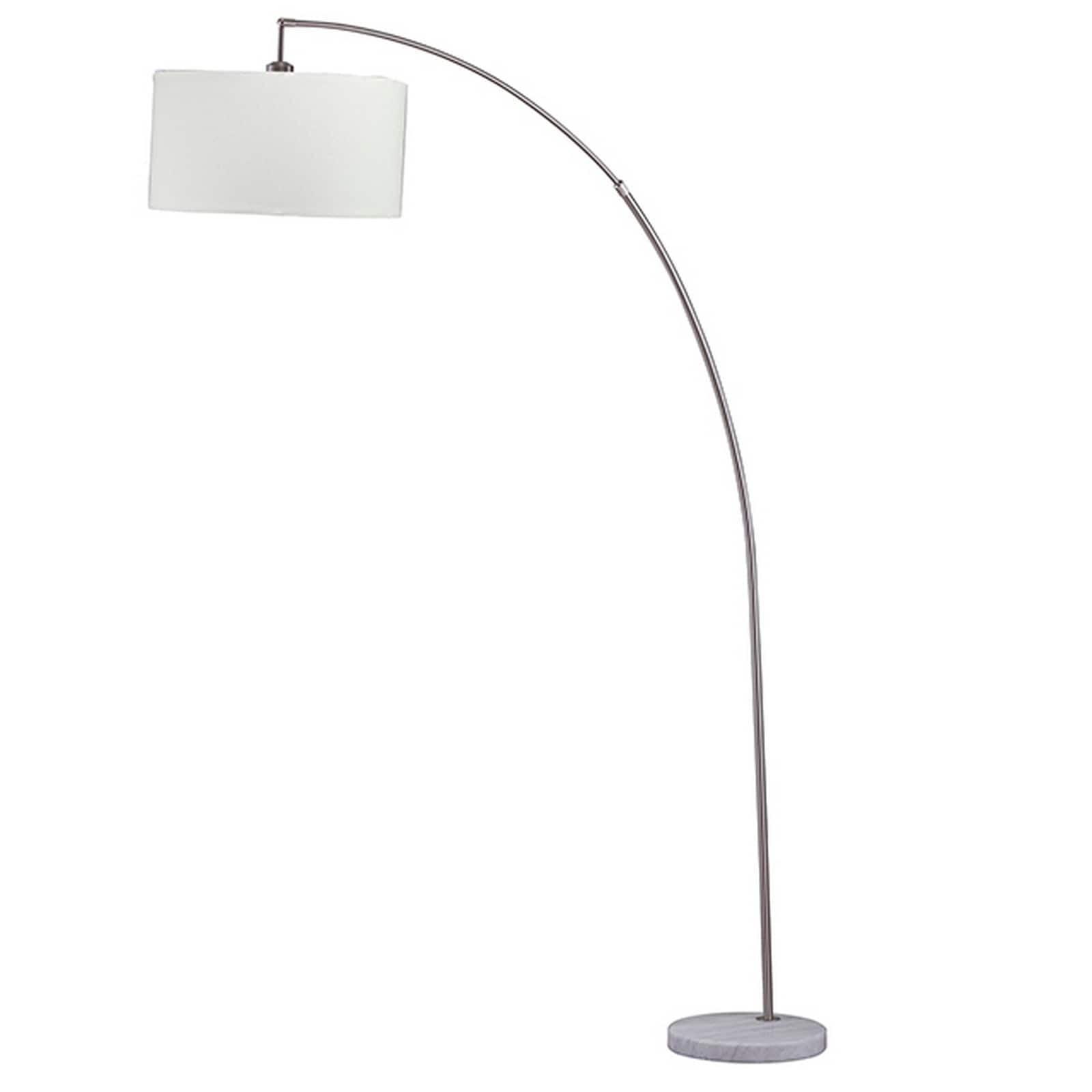 Sophisticated Silver Arc Floor Lamp with Marble Base and Linen Shade