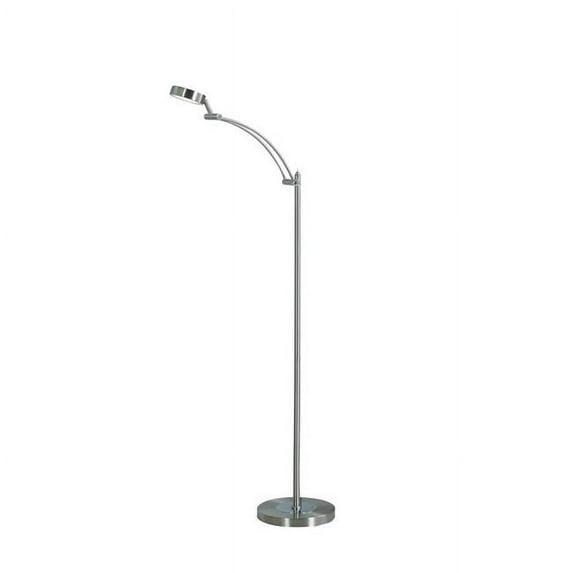Floor Lamp with Metal Tube Design Body and Adjustable Head, Silver - Saltoro Sherpi