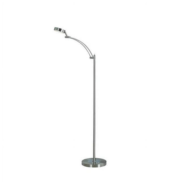 Floor Lamp with Metal Tube Design Body and Adjustable Head, Silver - Saltoro Sherpi