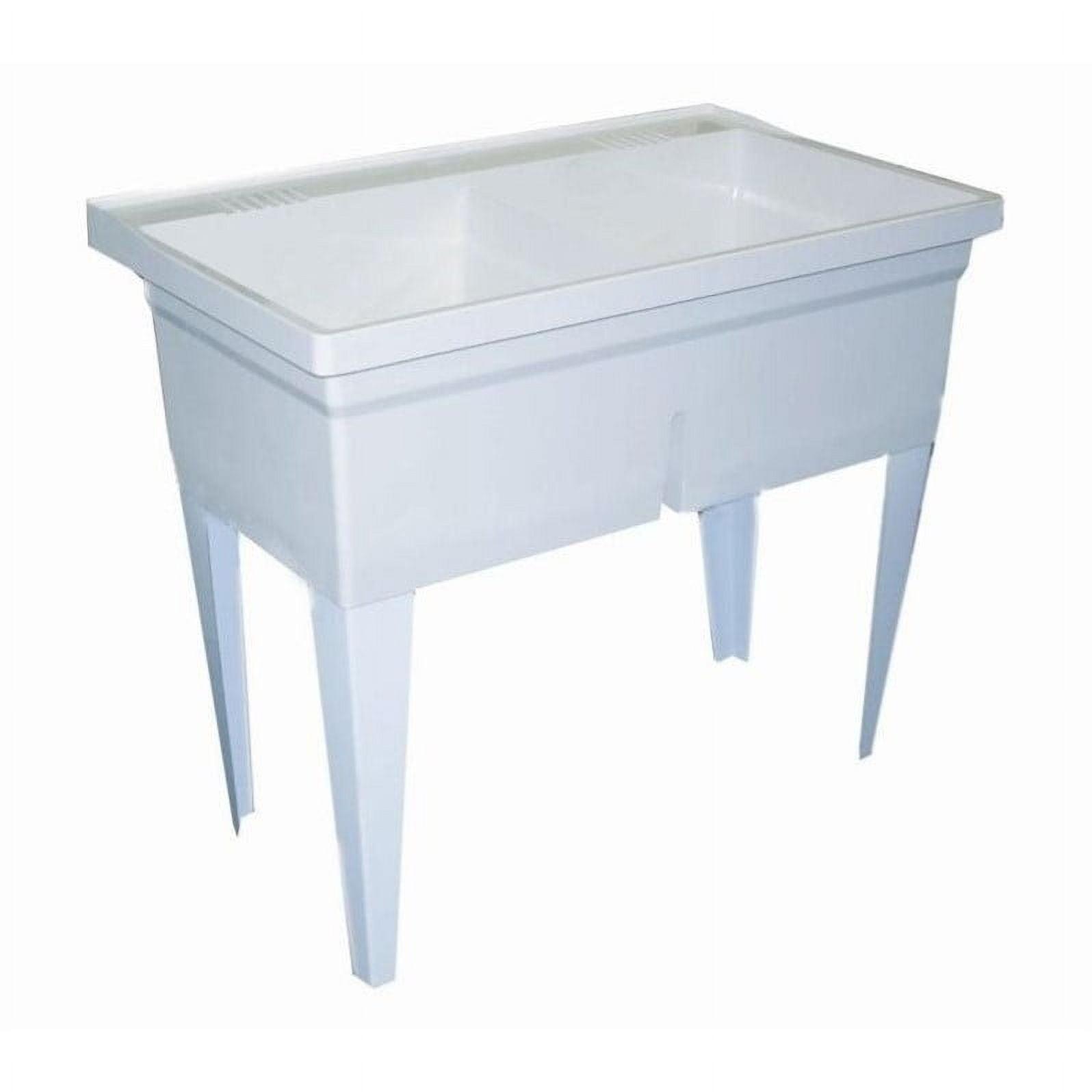 White Freestanding Double Bowl Fiberglass Laundry Sink