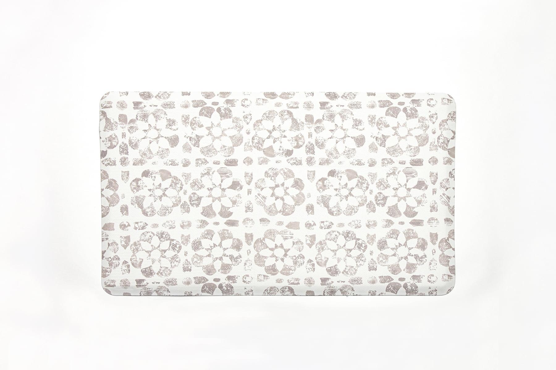 Taupe and White Floral Anti-Fatigue Comfort Mat, 32" x 20"