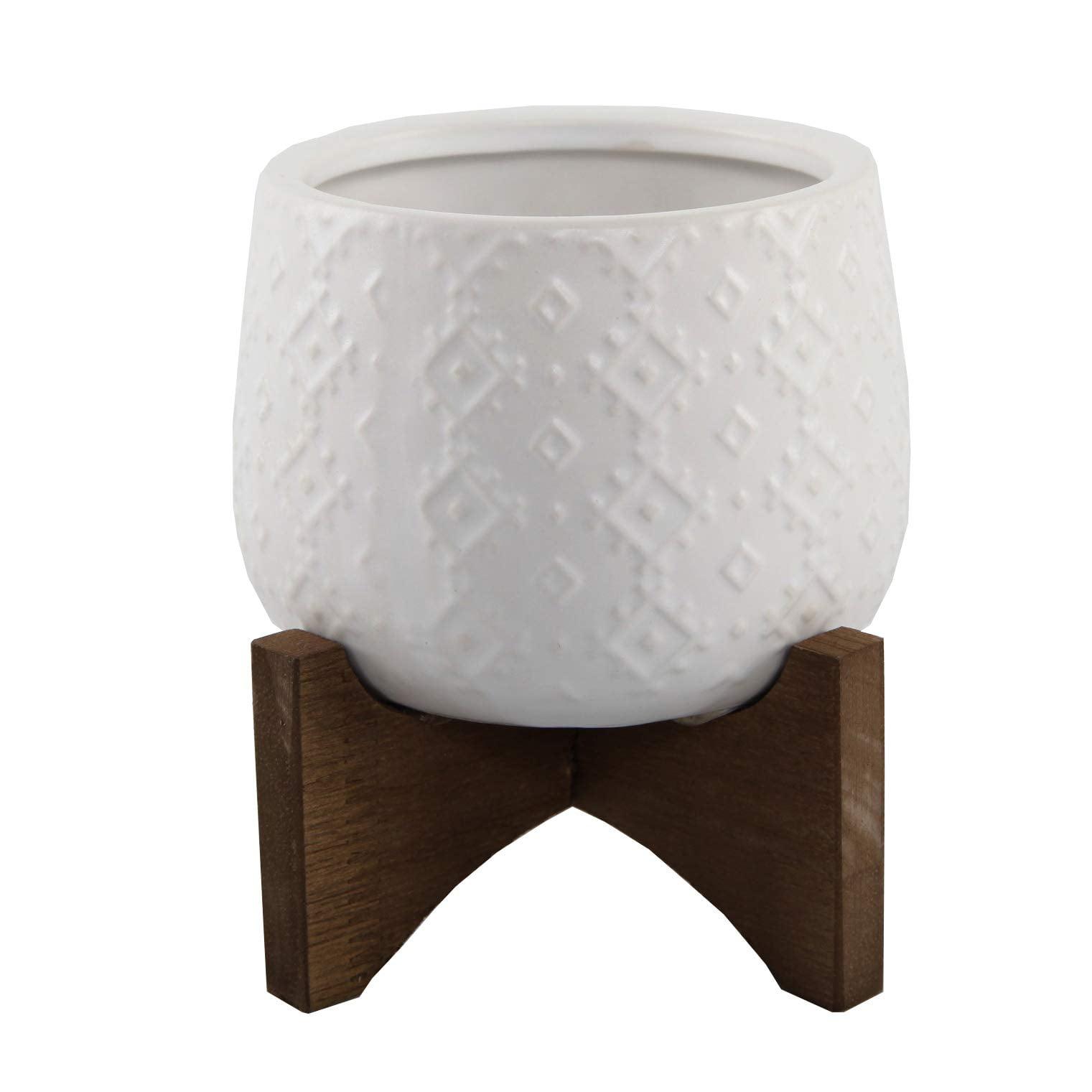 Flora Bunda 3.5 Inch Indian Ceramic on Stand Mid Century,Matte White 3.5"