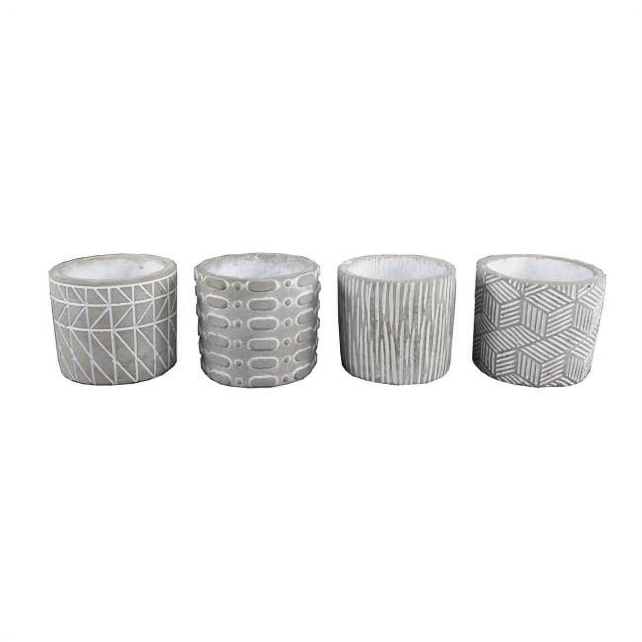 Artisan-Crafted Gray Cement Indoor Planter Set, 4x4x4