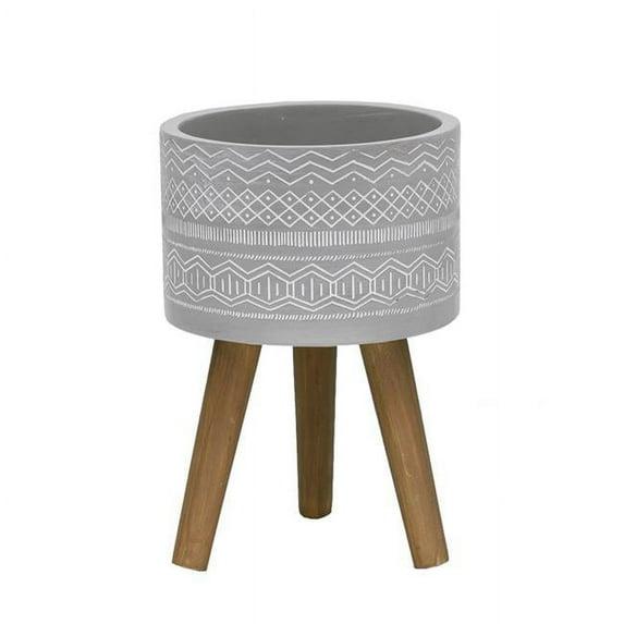 Flora Bunda Mid-Century 10" Tribal Fiberglass planter Grey