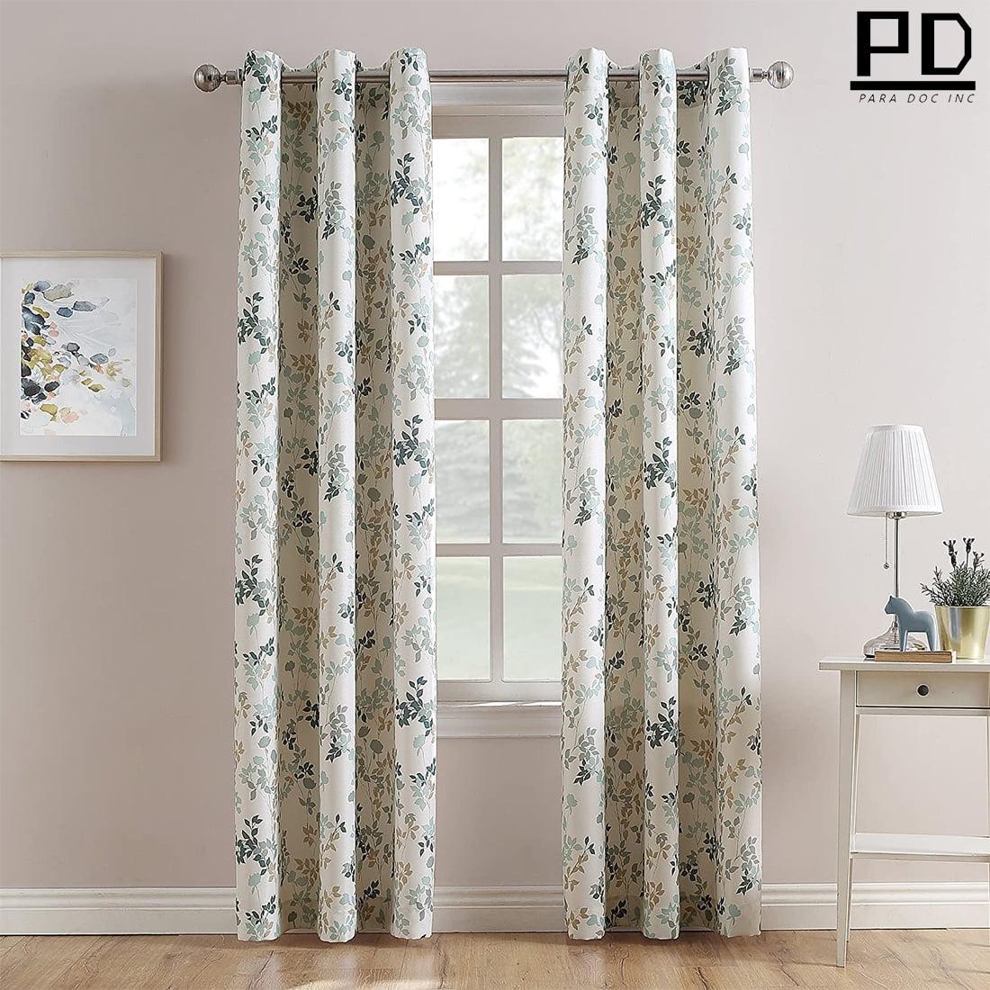 Harbor Blue Floral Print Grommet Curtain Panel