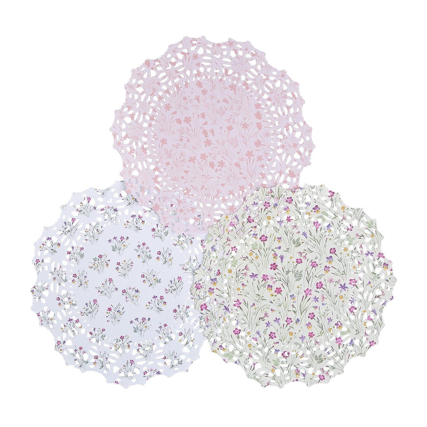 Pastel Floral Round Paper Charger Doilies - Set of 3