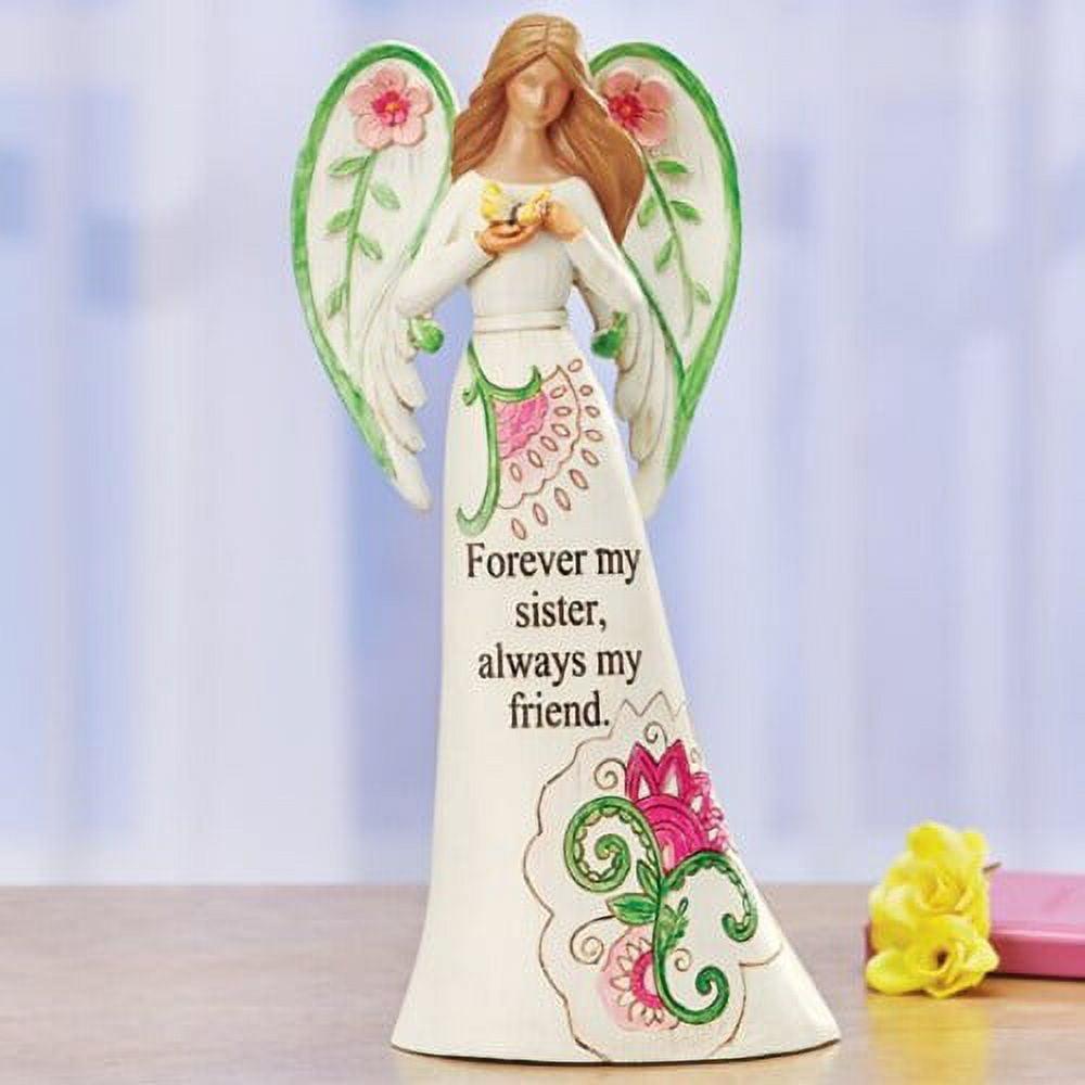 Guardian Angel Resin Figurine with Lavender Flowers and Sentiment