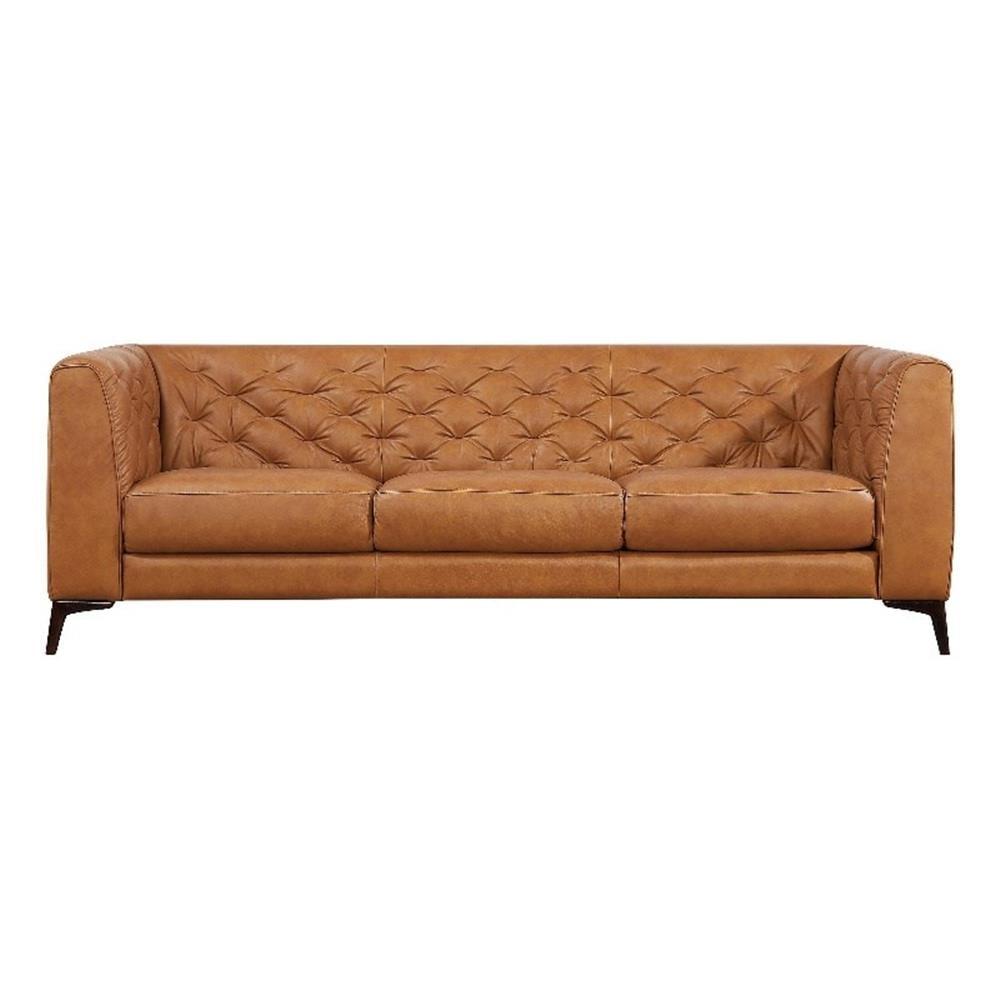 Staley 90" Genuine Leather Tuxedo Arm Sofa