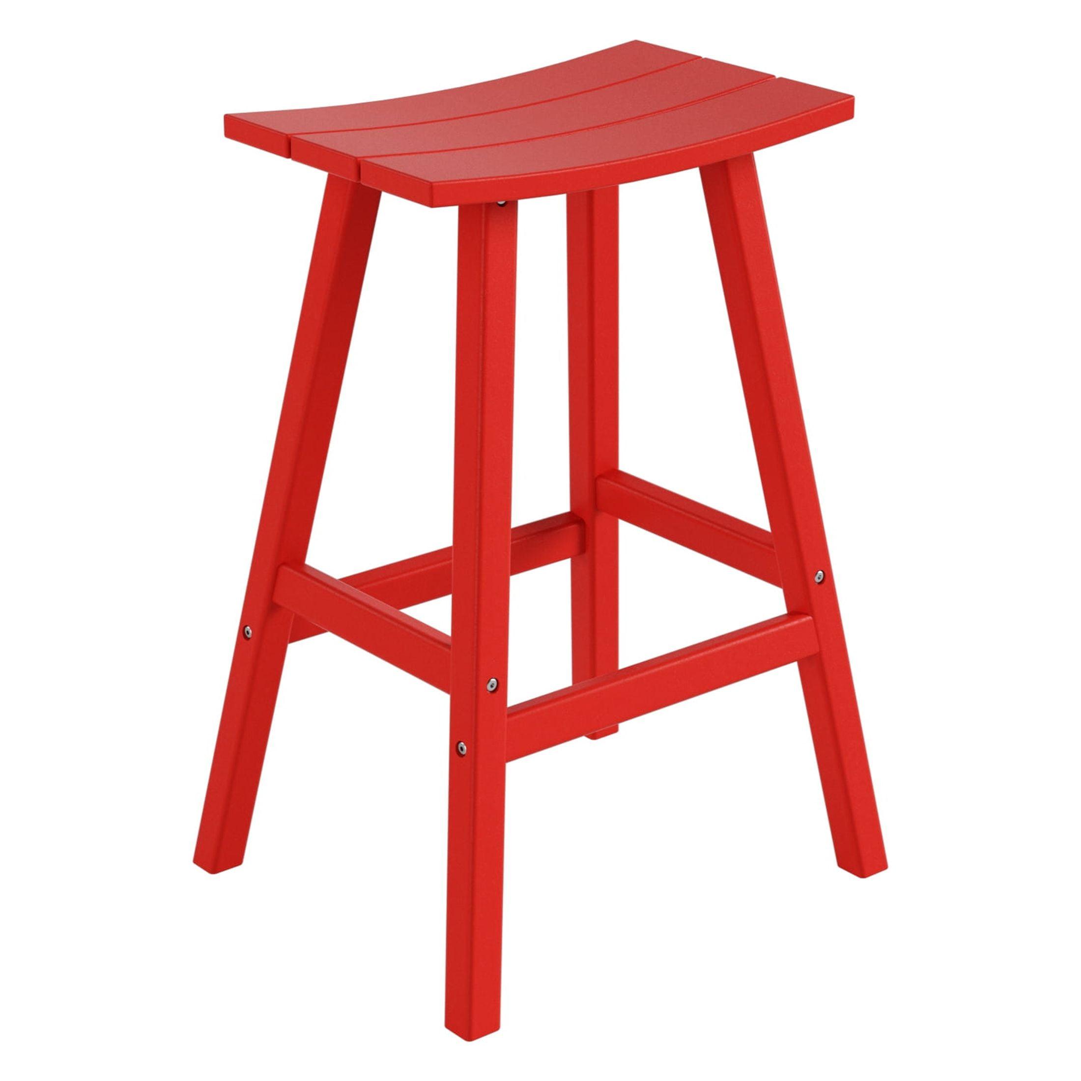 Florence Outdoor 29" HDPE Plastic Saddle Seat Barstool in Red