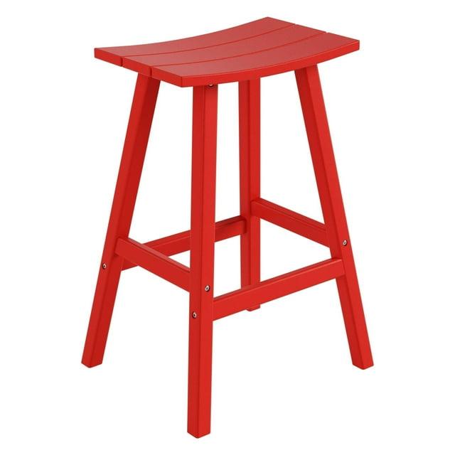 Florence Outdoor 29" HDPE Plastic Saddle Seat Barstool in Red
