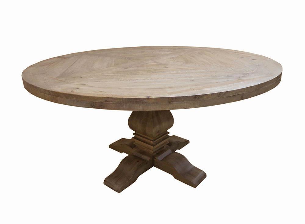 Rustic Smoke Round Reclaimed Wood Dining Table for Six